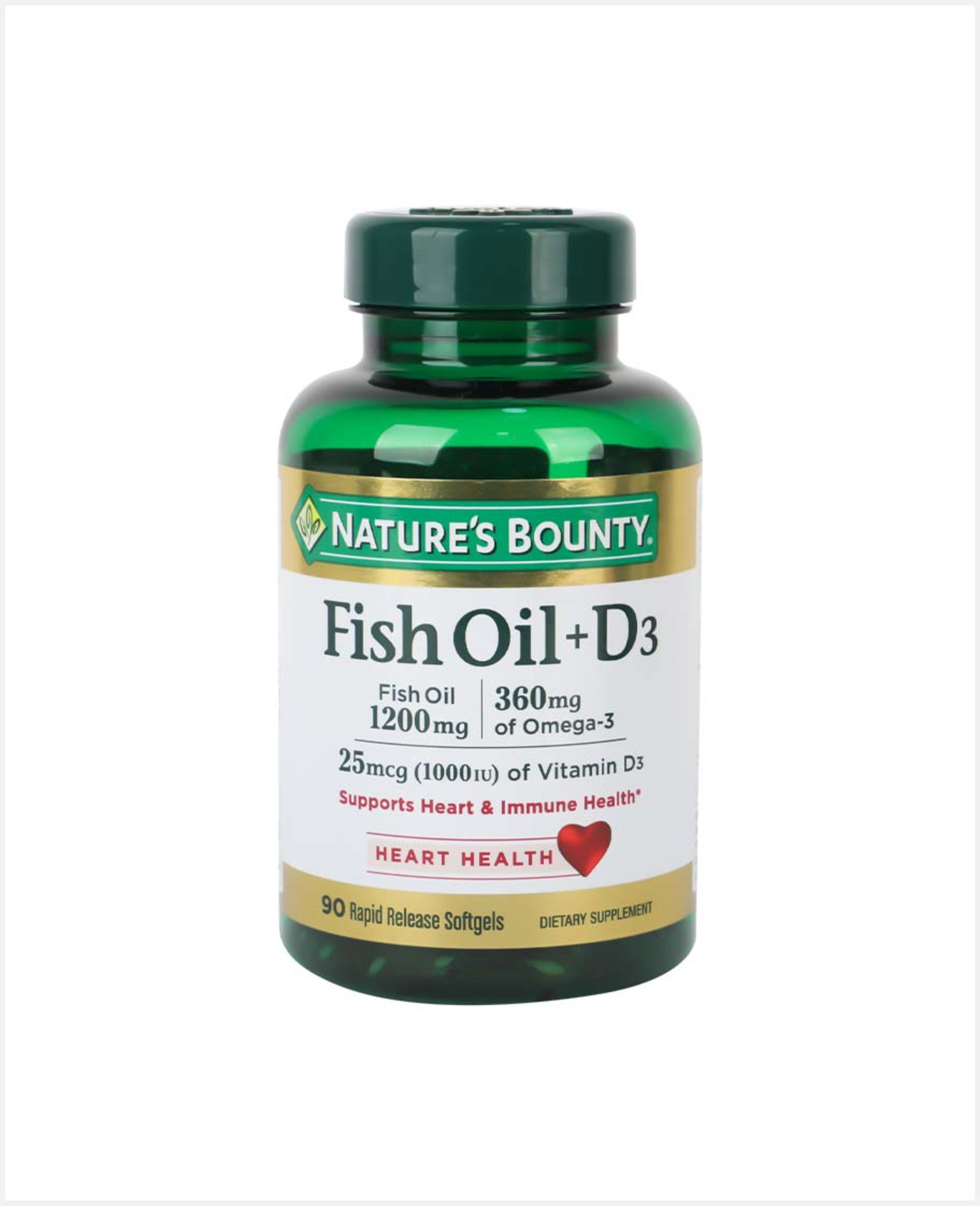 Nature's Bounty Fish Oil + Vitamin D3 1200mg 90 Softgels