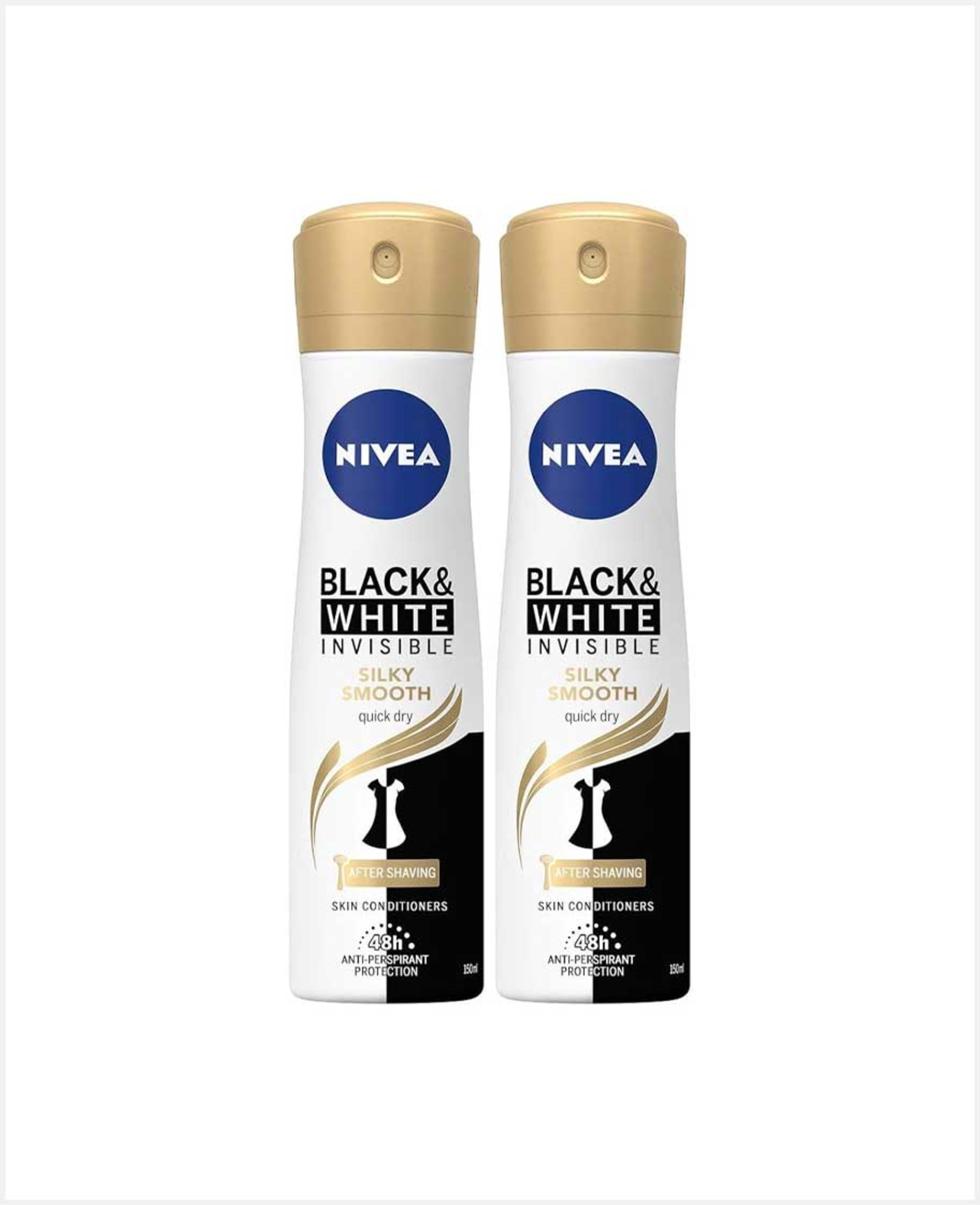 Nivea A/p Deo Spray B & W Silky Smooth 2x150ml @13%off
