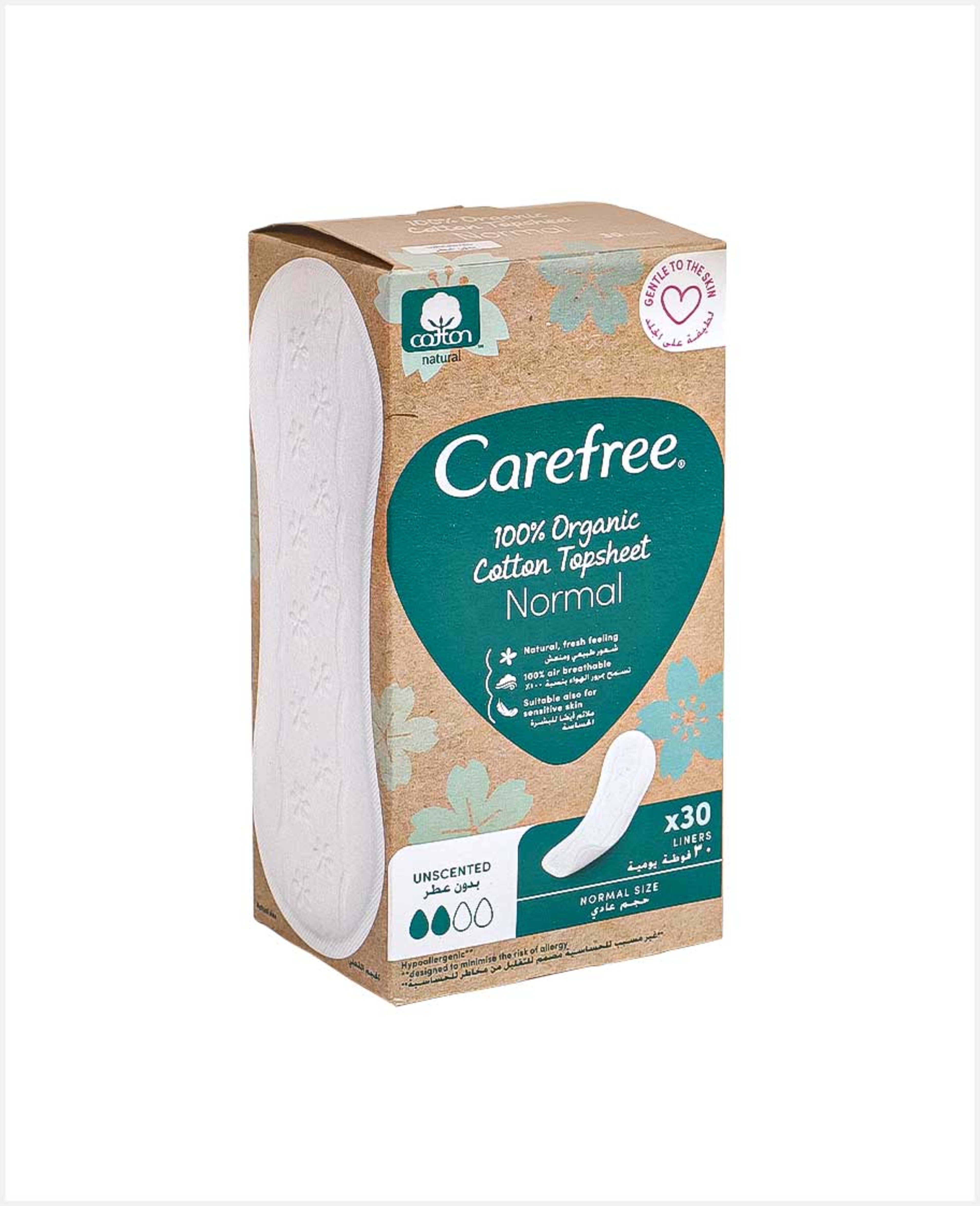 Carefree 100% Organic Cotton Topsheet Normal 30s