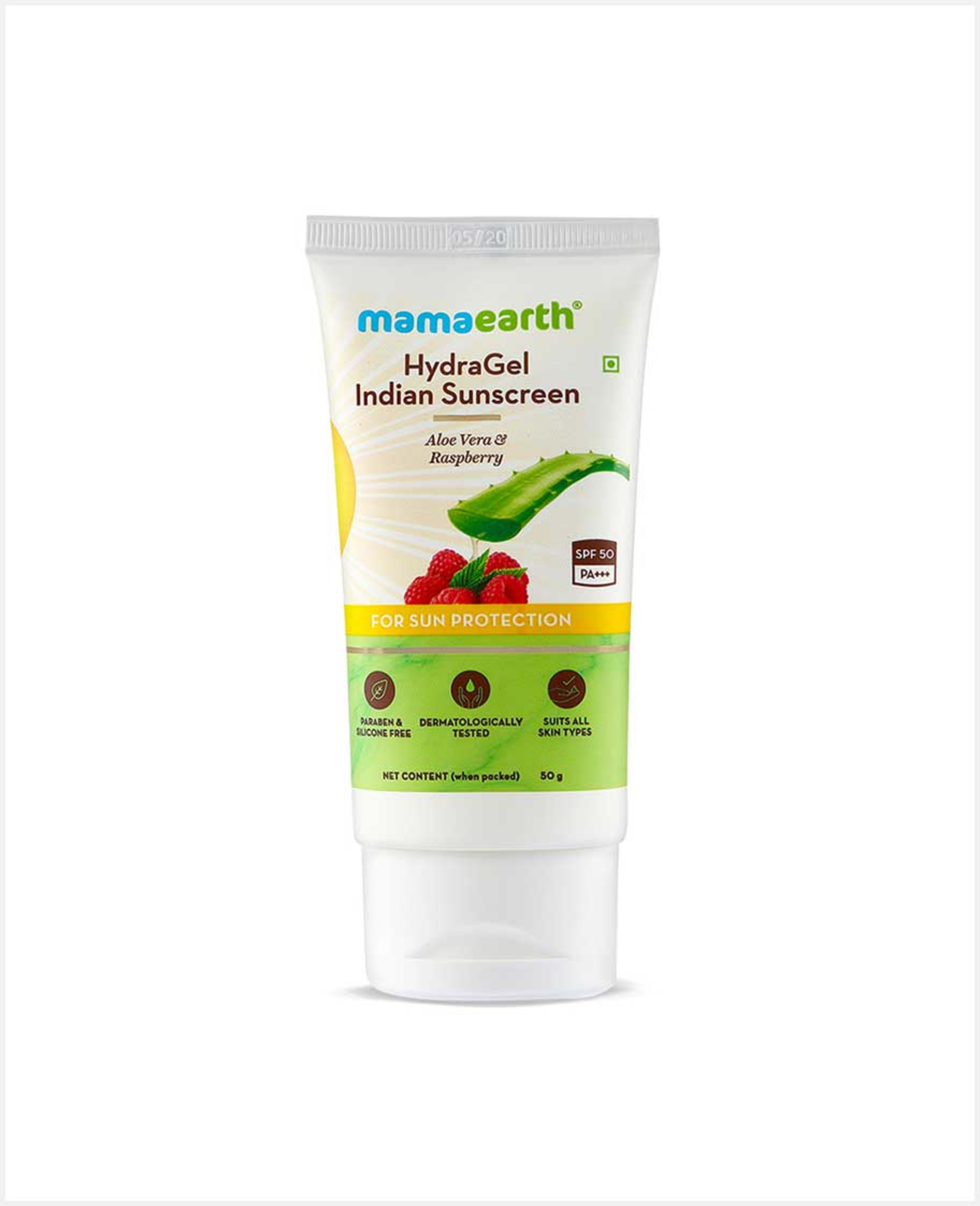 Mamaearth Hydragel Indian Sunscreen with Aloe Vera & Raspberry 50gm