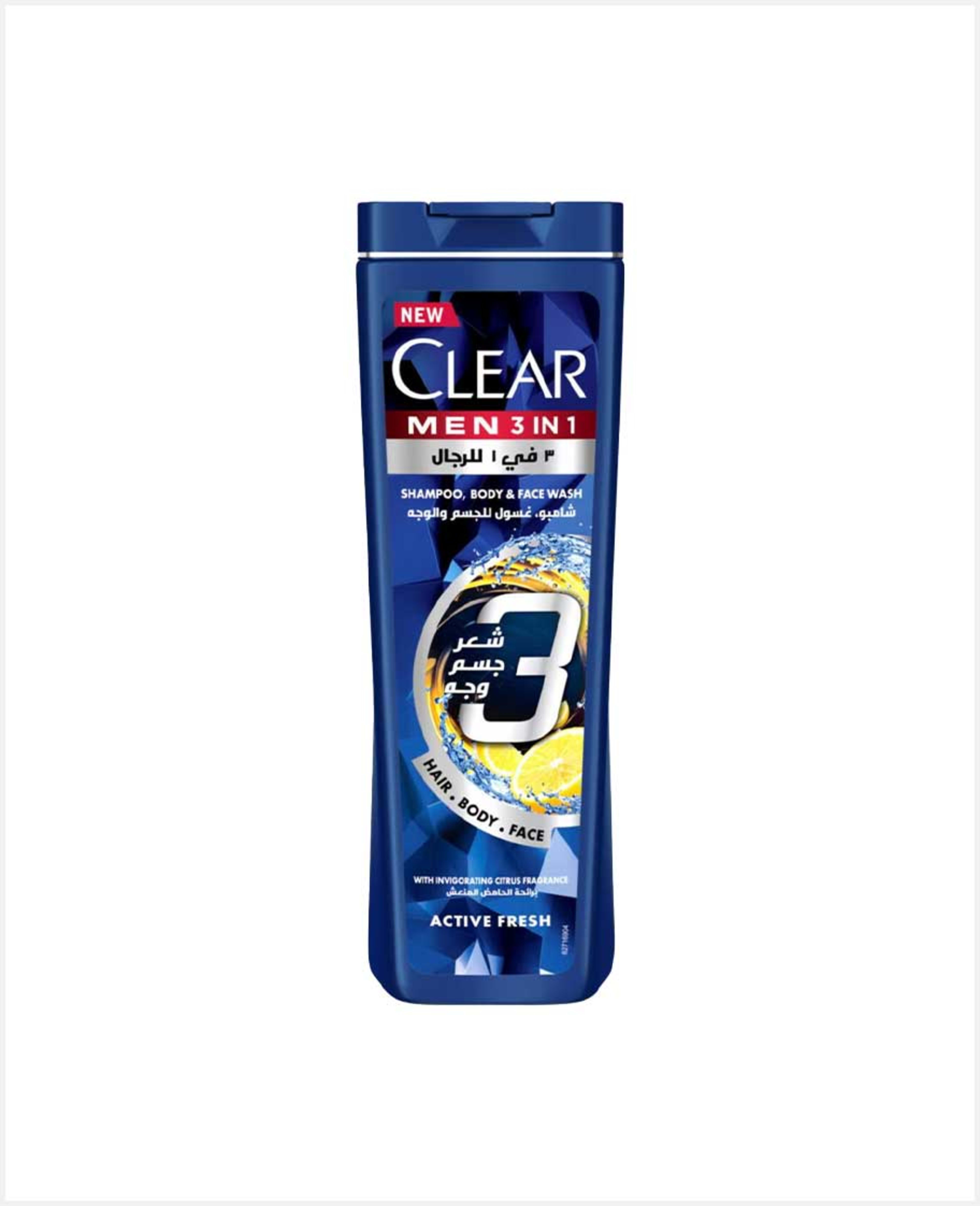 Clear Men 3in1 Active Fresh Shampoo Body & Face Wash 400ml