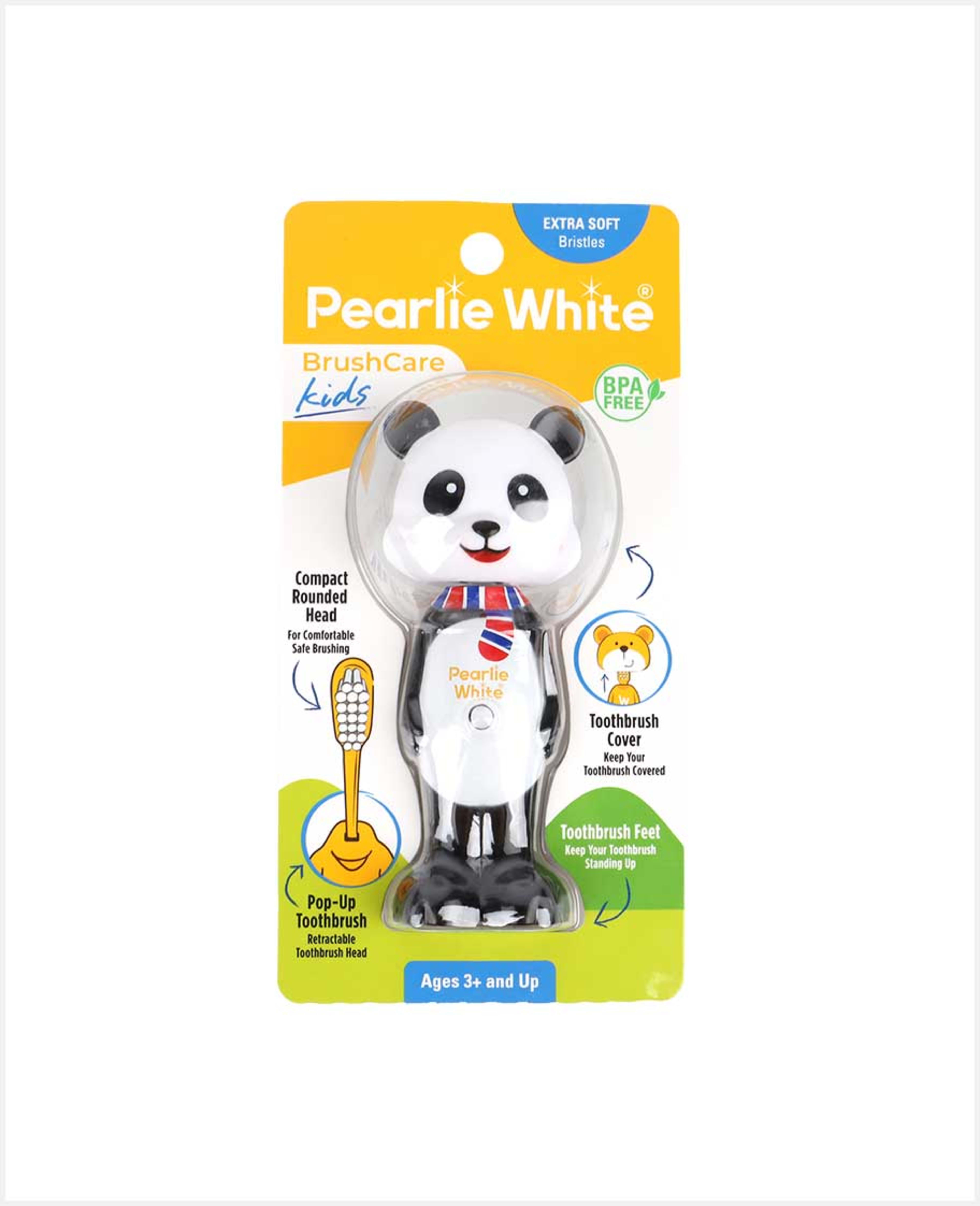 Pearlie White Kids Toothbrush with Cover Extra Soft