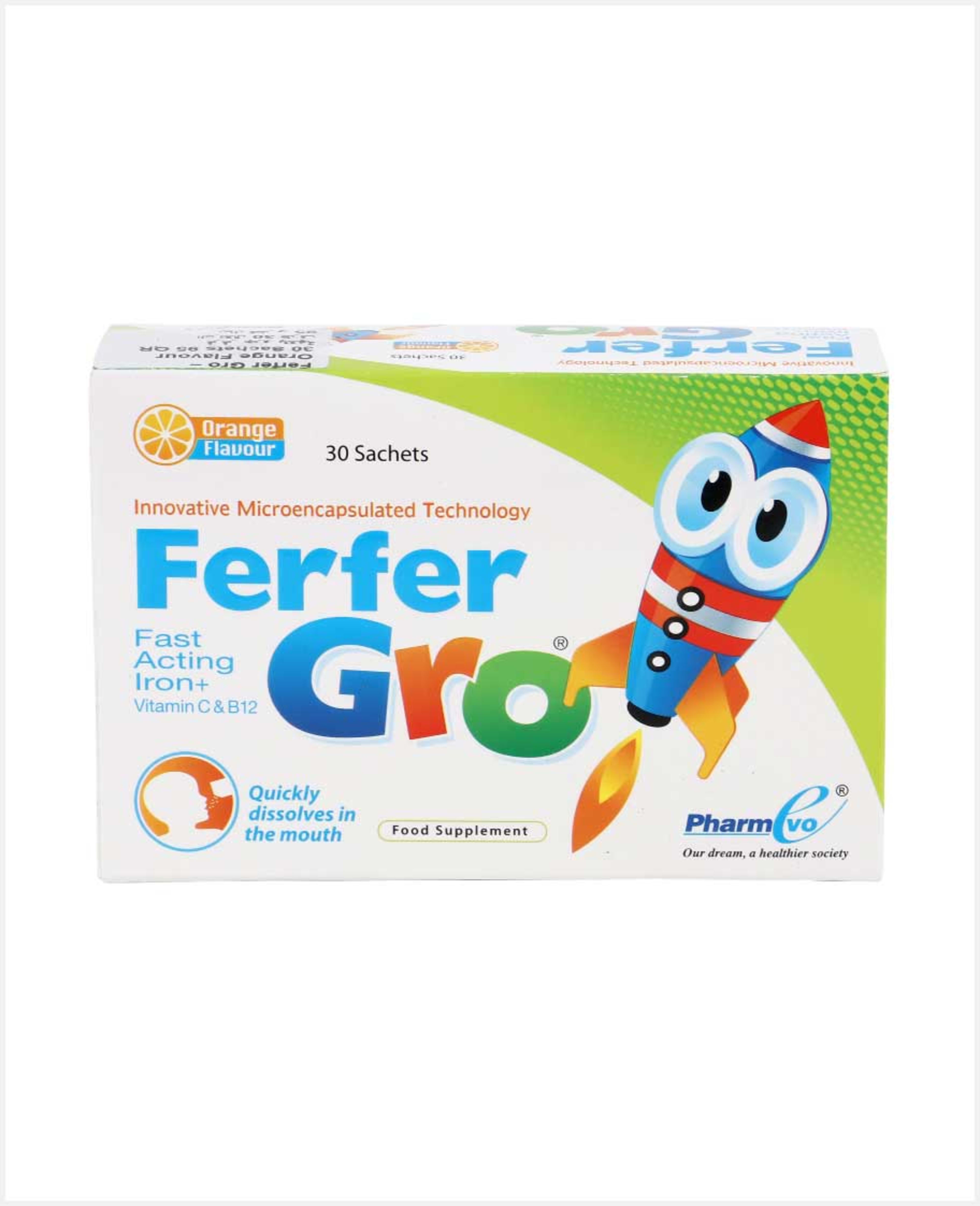 Ferfer Gro Fast Acting Iron+vitamin C&b12 Powder 30x0.82gm