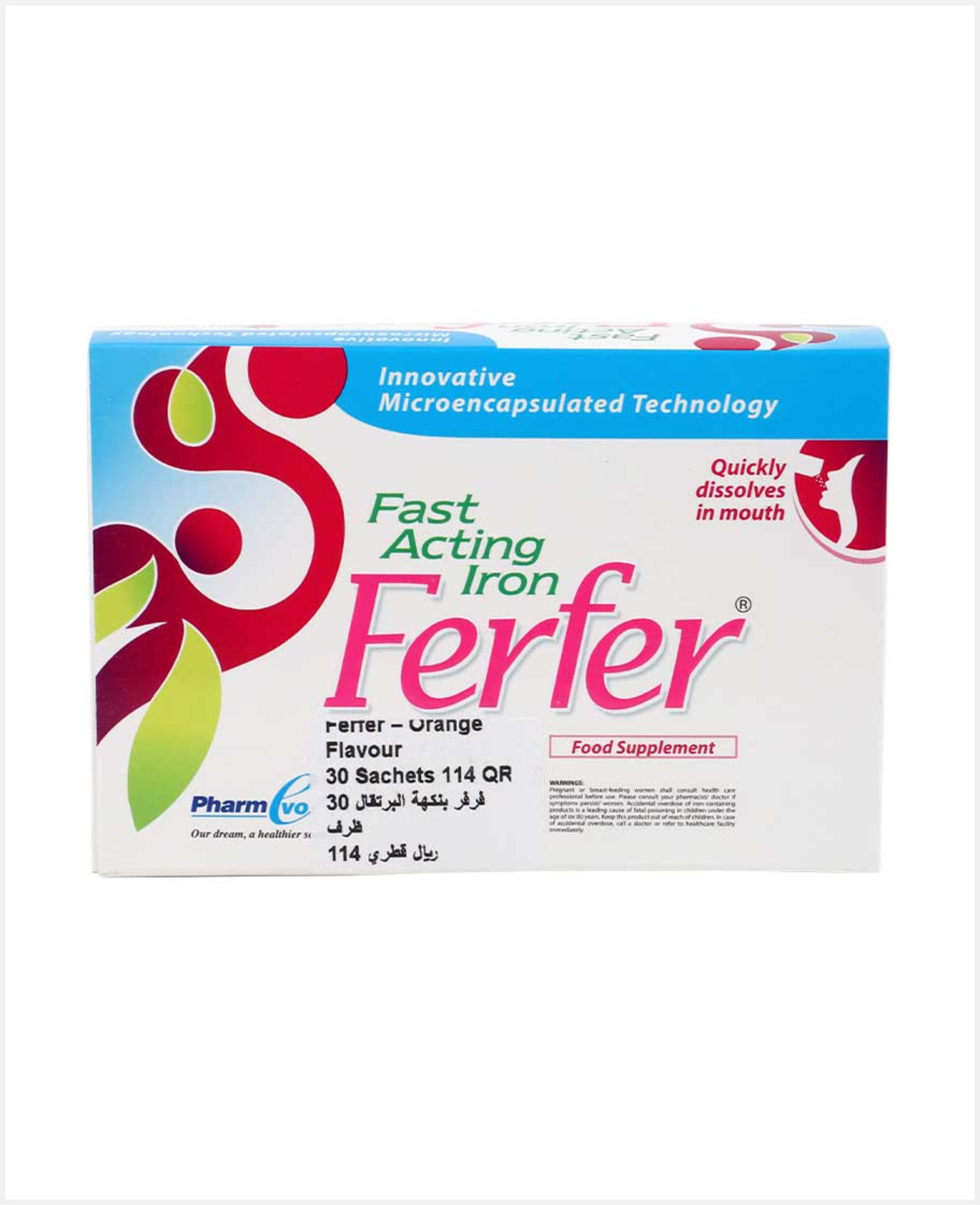 Ferfer Fast Acting Iron Powder Sachet Orange Flavor 30x1.5gm