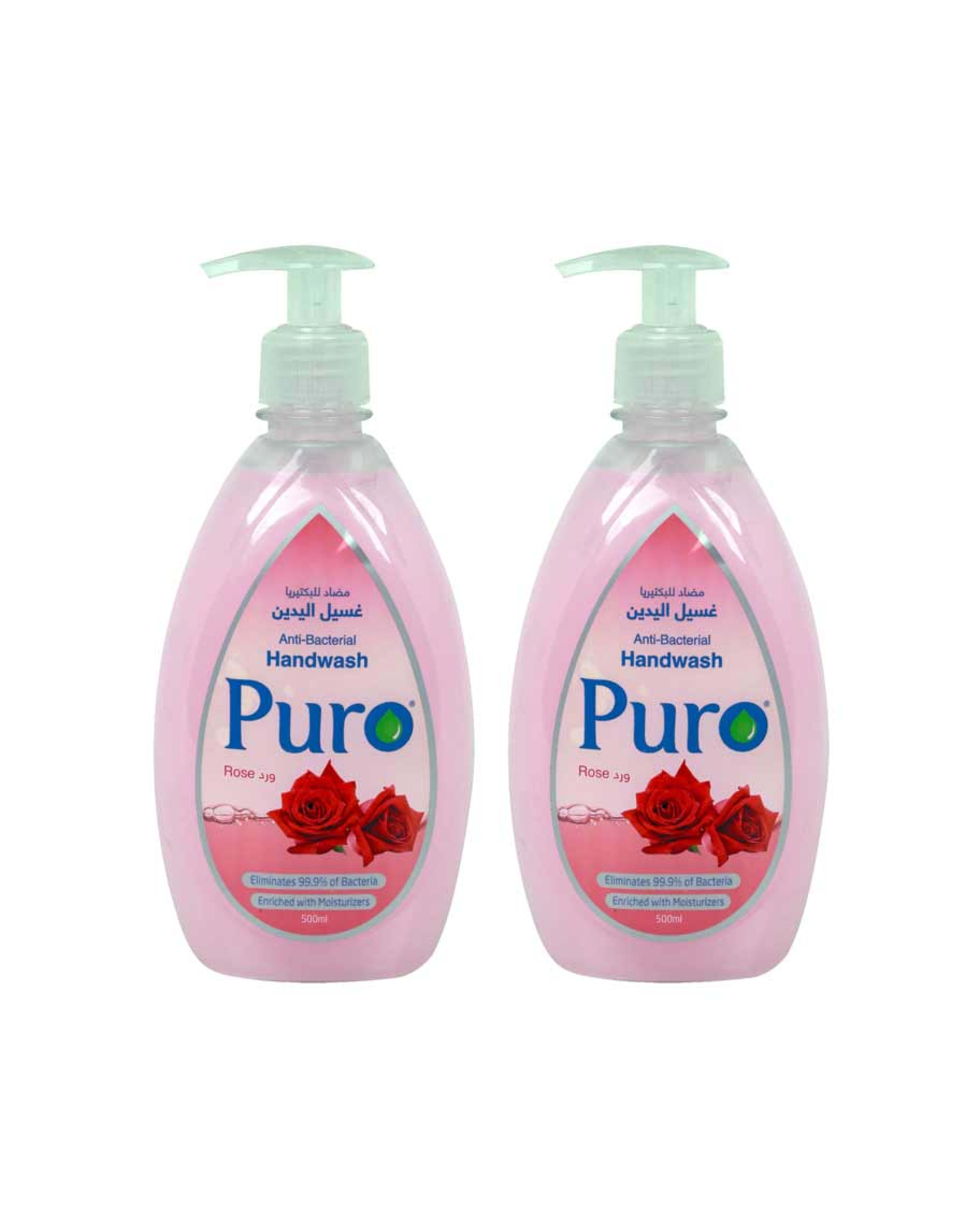 Puro Anti-bacterial Hand Wash Rose 2x500ml