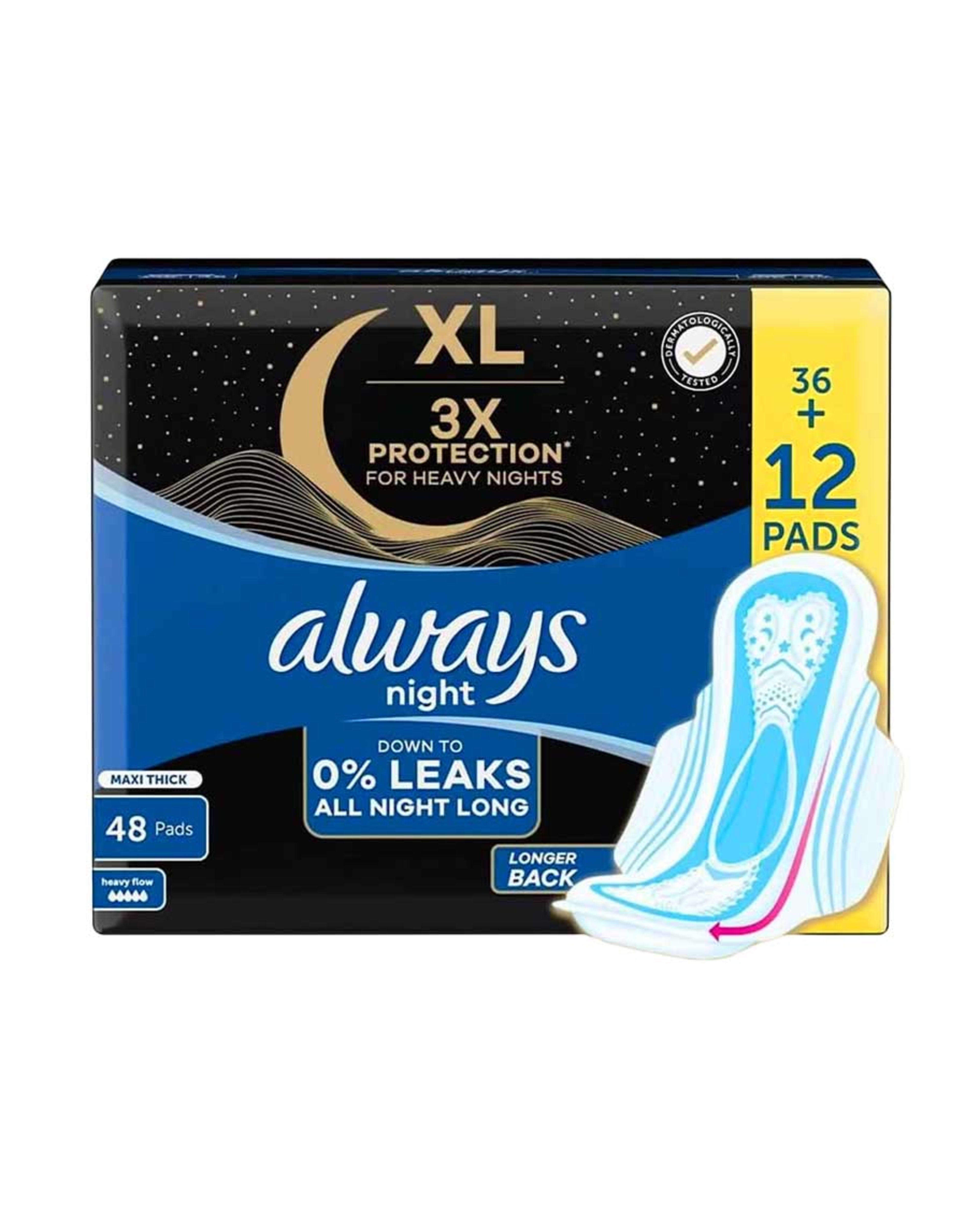 Always Dreamzzz Maxi Thick XL Night Pads 36+12pcs Free
