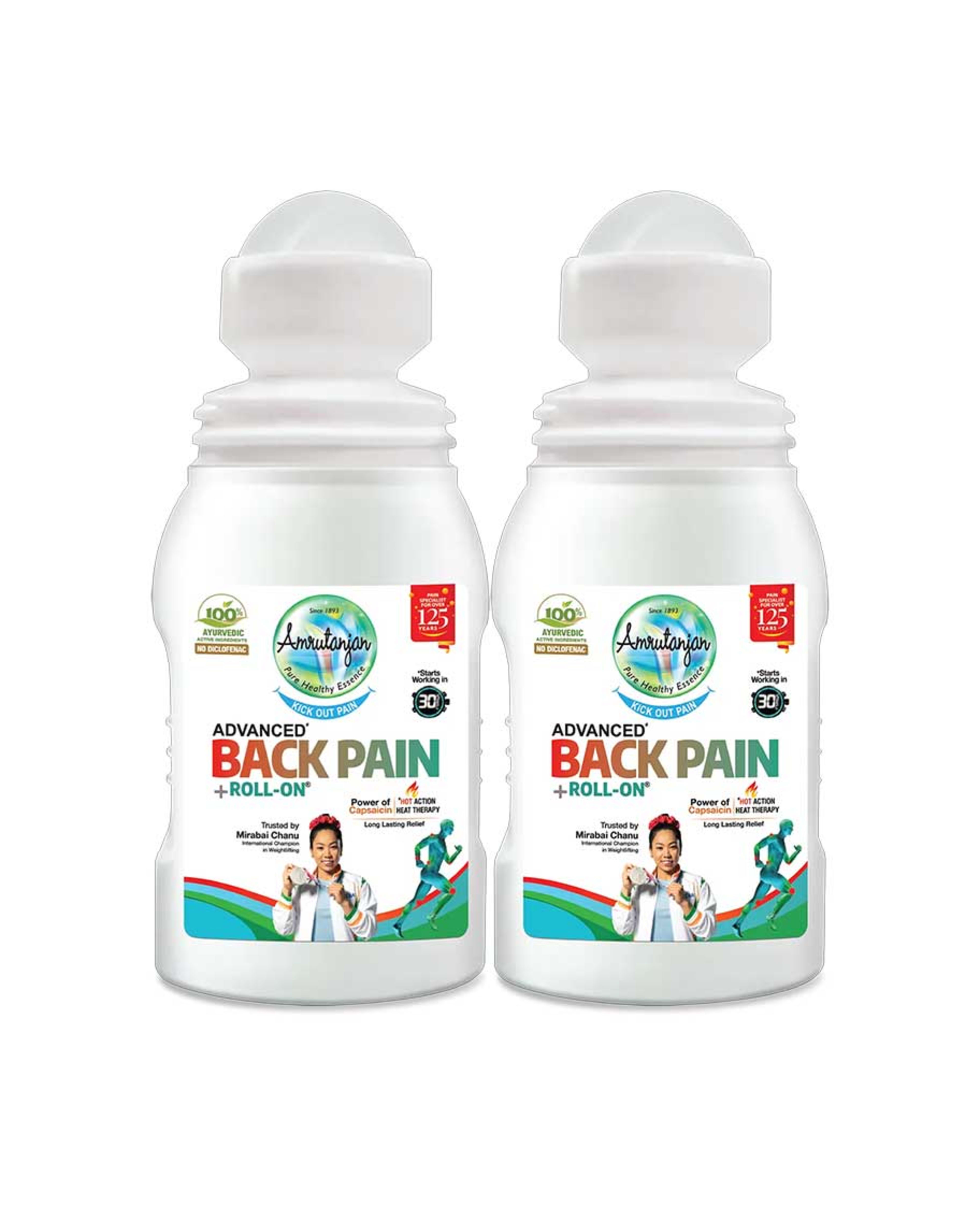 Amrutanjan Advanced Back Pain Roll on 2x50ml