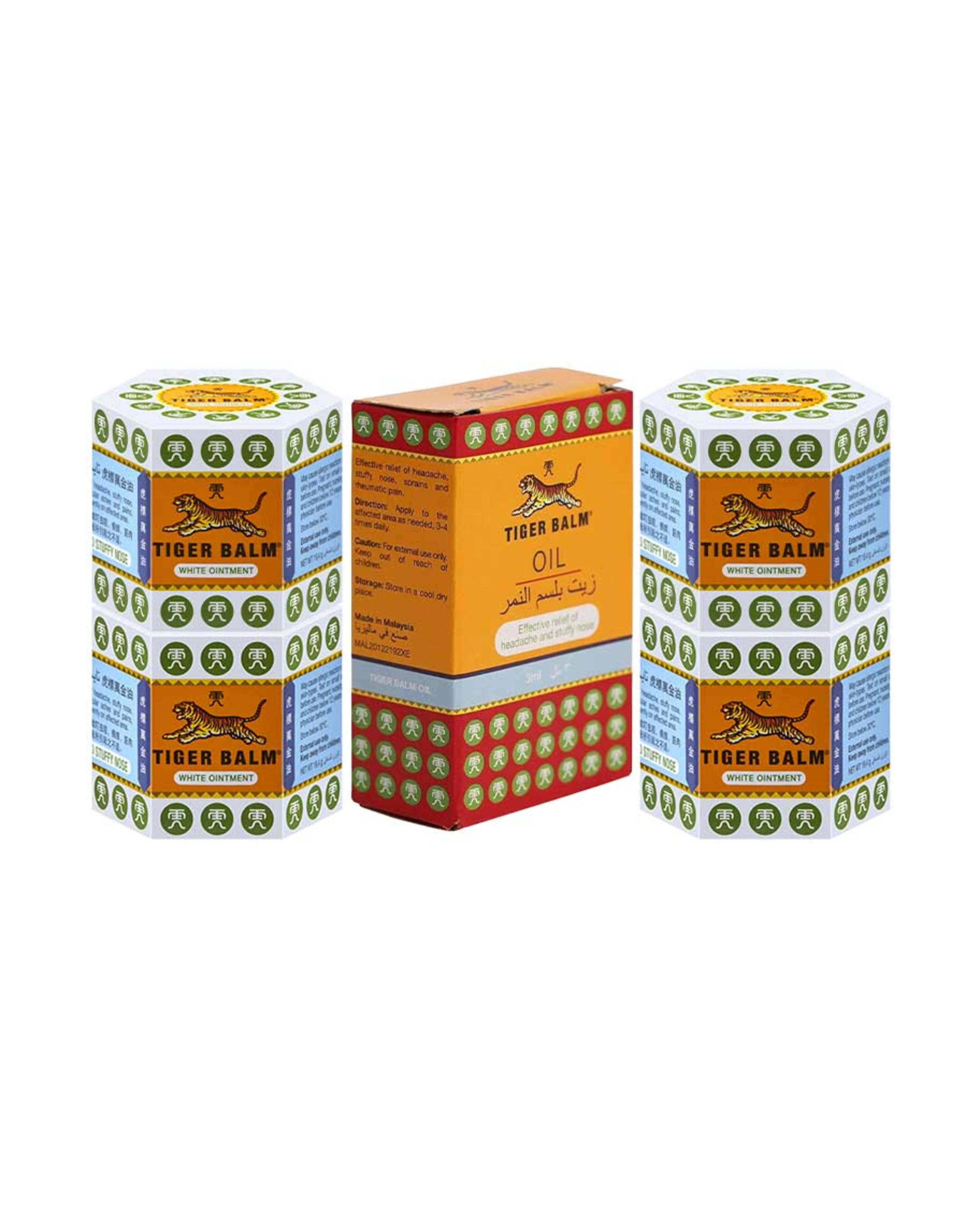 Tiger Balm White 4x10gm+tiger Balm Oil 3ml Free