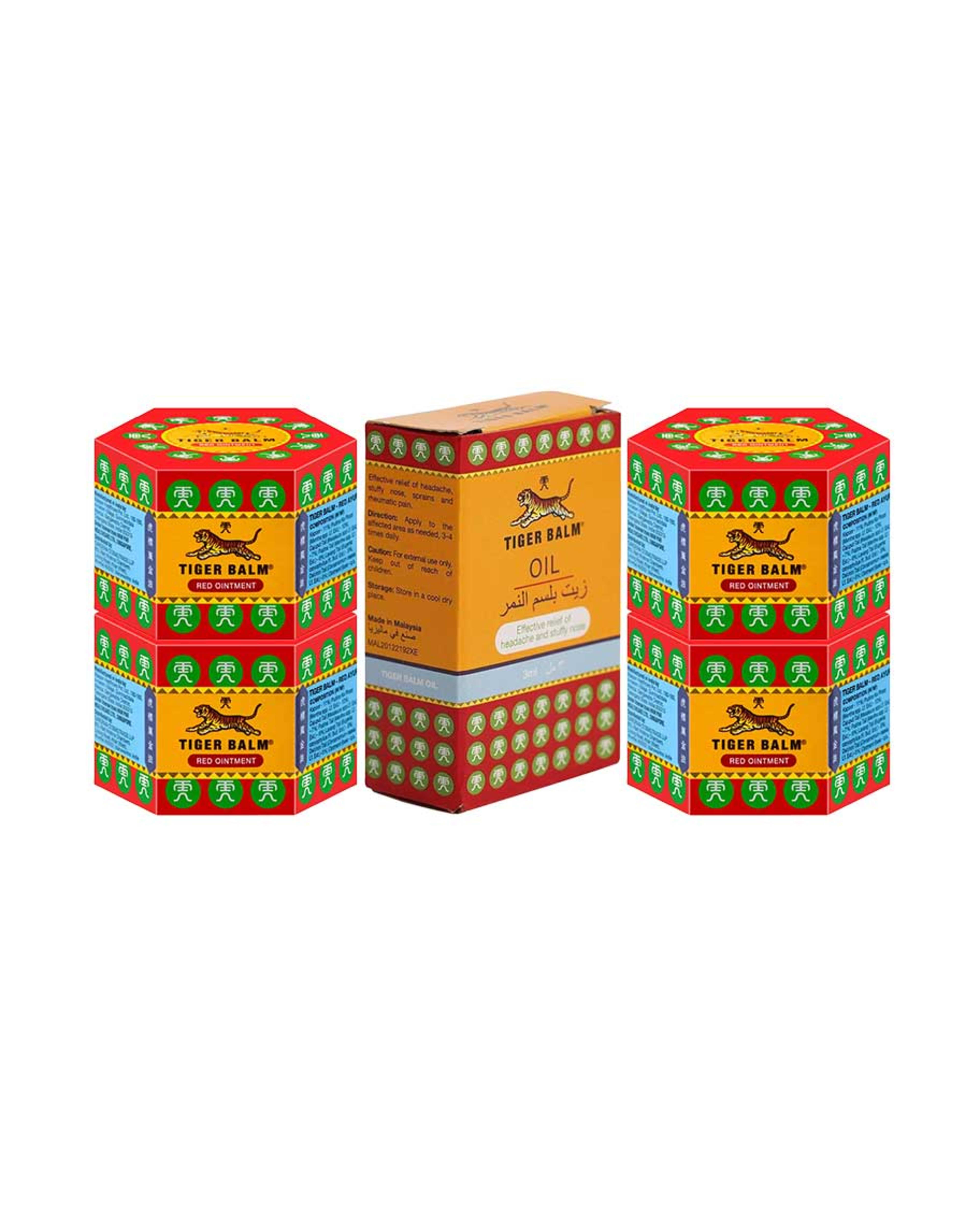 Tiger Balm Red 4x10gm+tiger Balm Oil 3ml Free