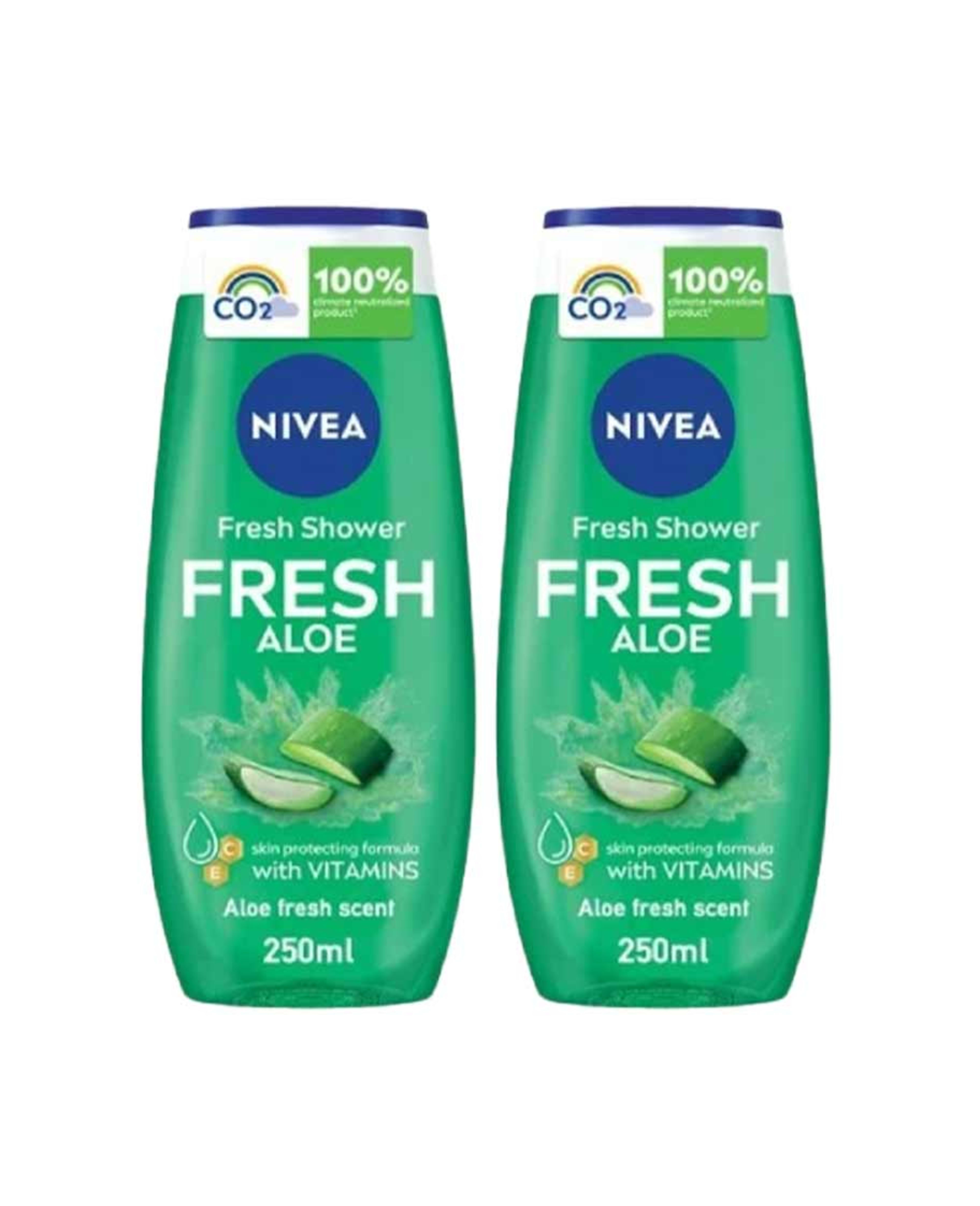 Nivea Fresh Aloe Shower Gel 2x250ml @20%off