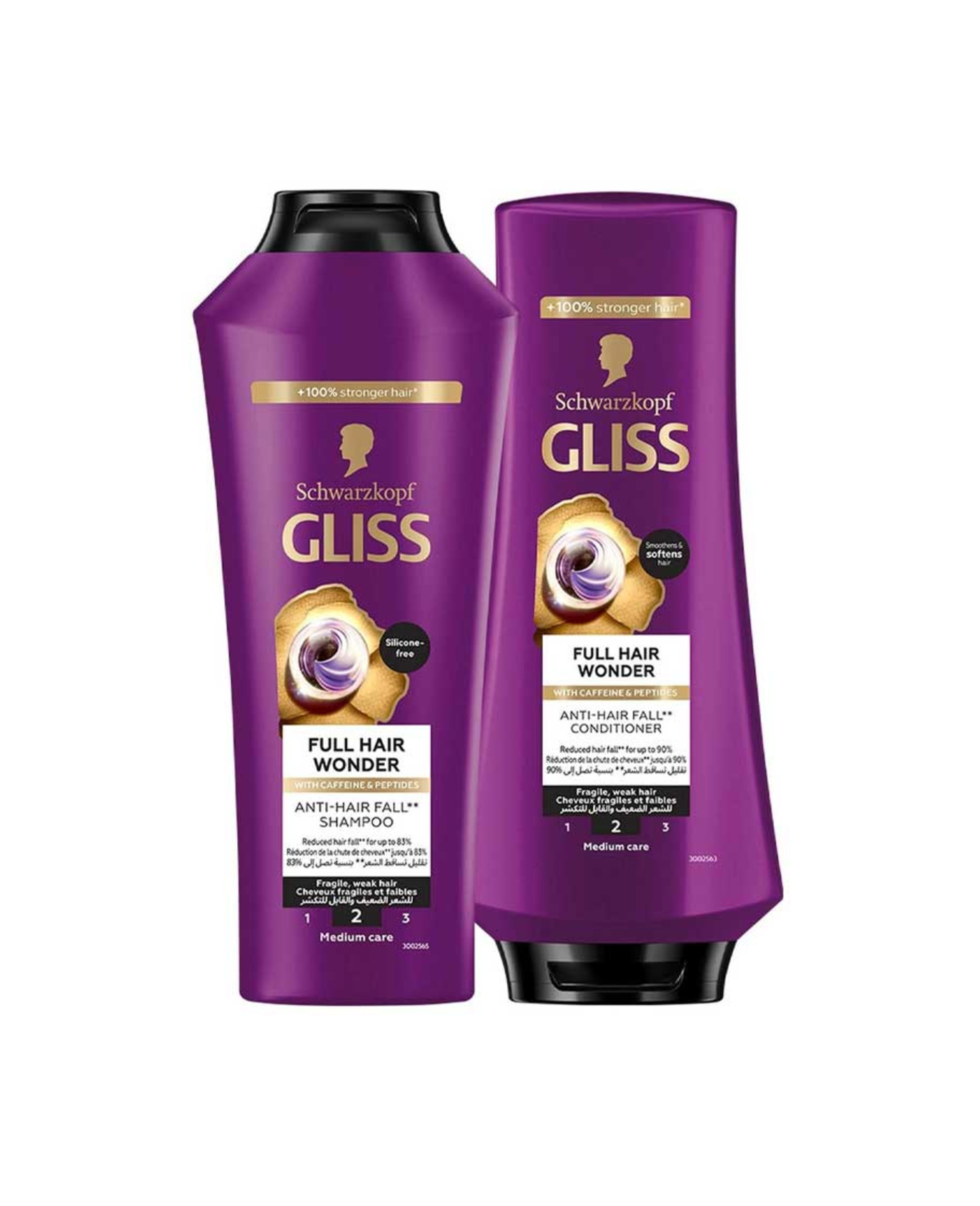 Schwarzkopf Gliss Full Hair Wonder Anti-hair Fall Shampoo 400ml+ Conditioner 360ml