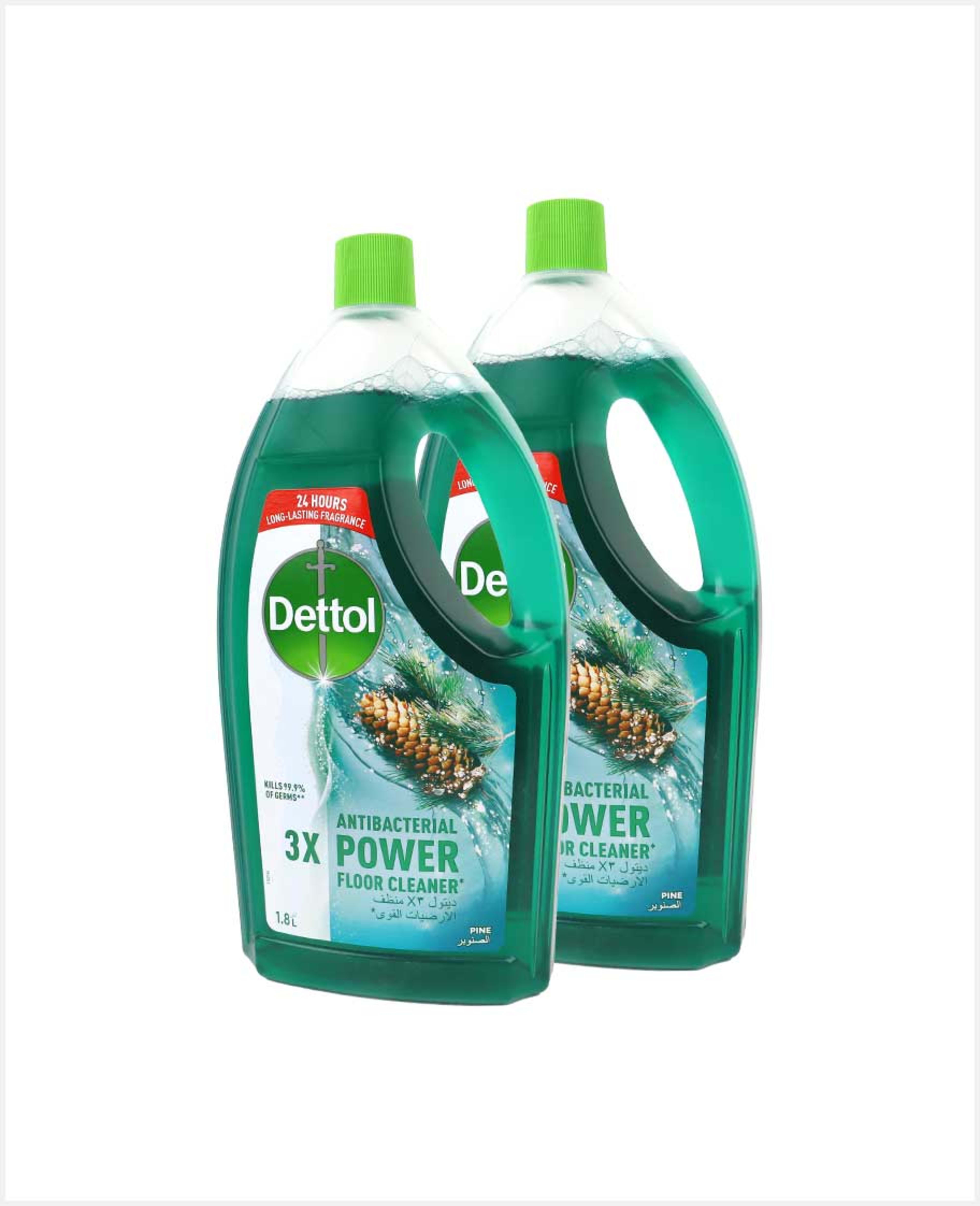 Dettol Antibacterial 3x Powr Floor Cleaner Pine 2x1.8l@s.off