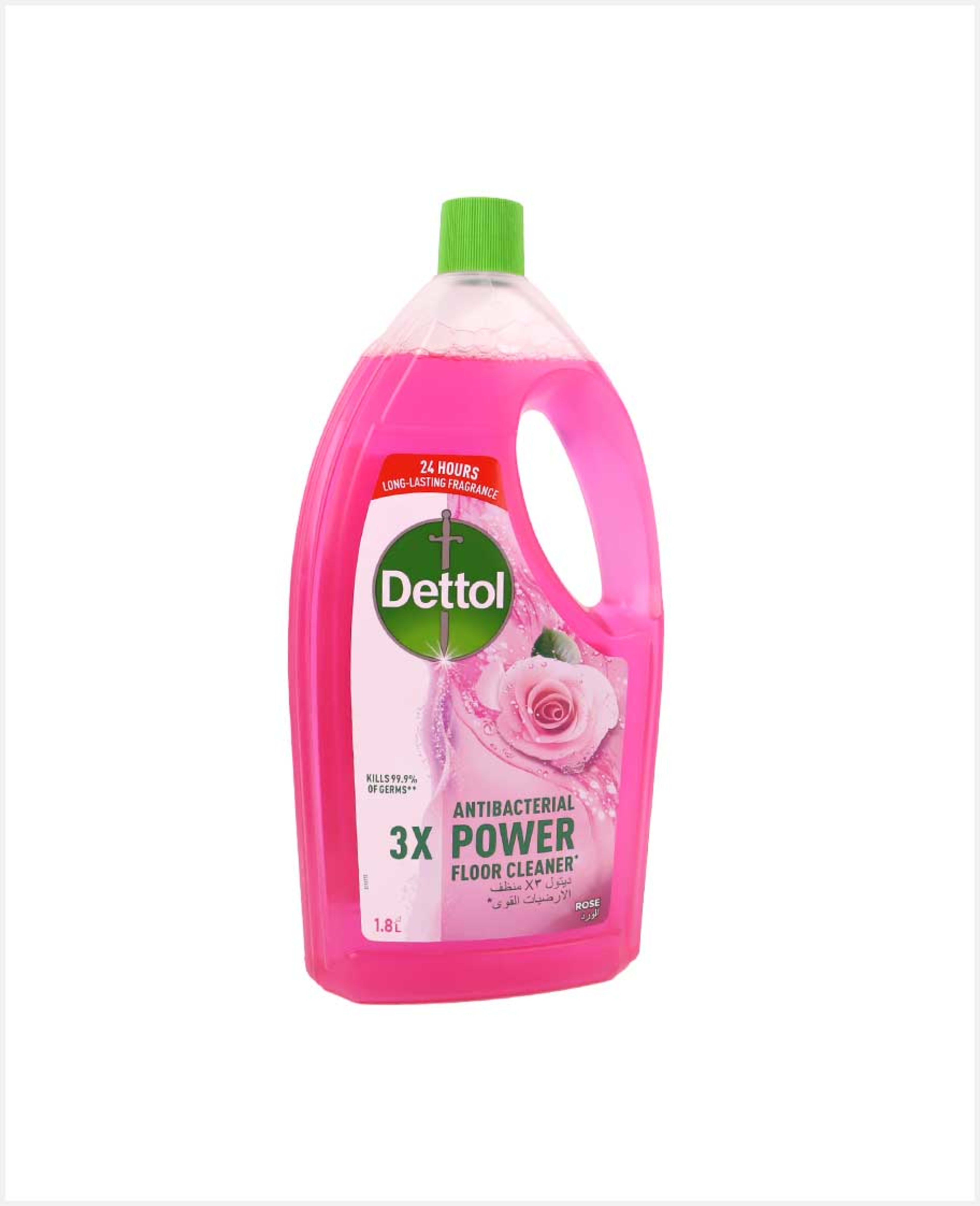 Dettol Antibacterial 3x Powr Floor Cleaner Rose 2x1.8l@s.off