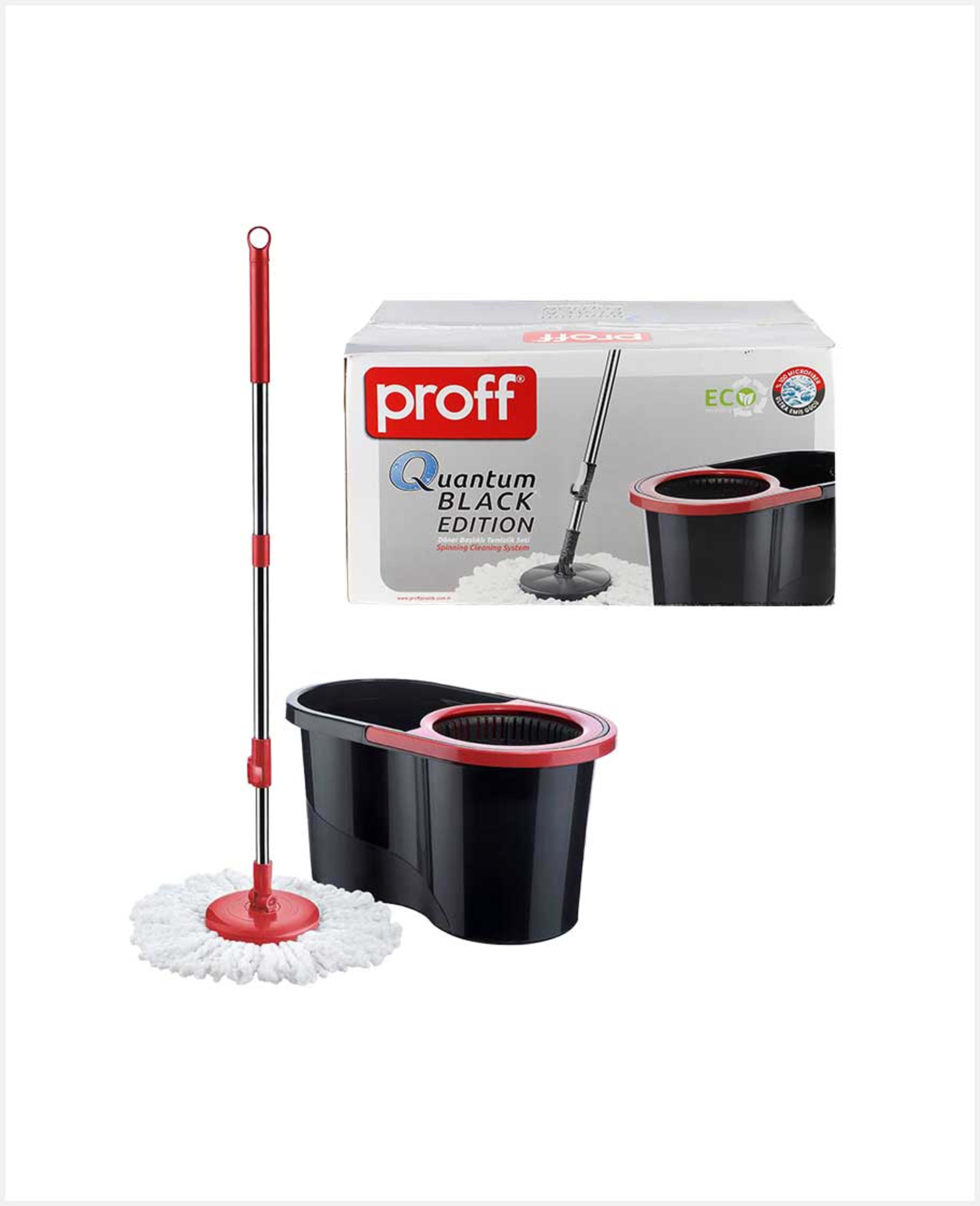 Proff Quantum Black Edition Spinning Cleaning System Mop