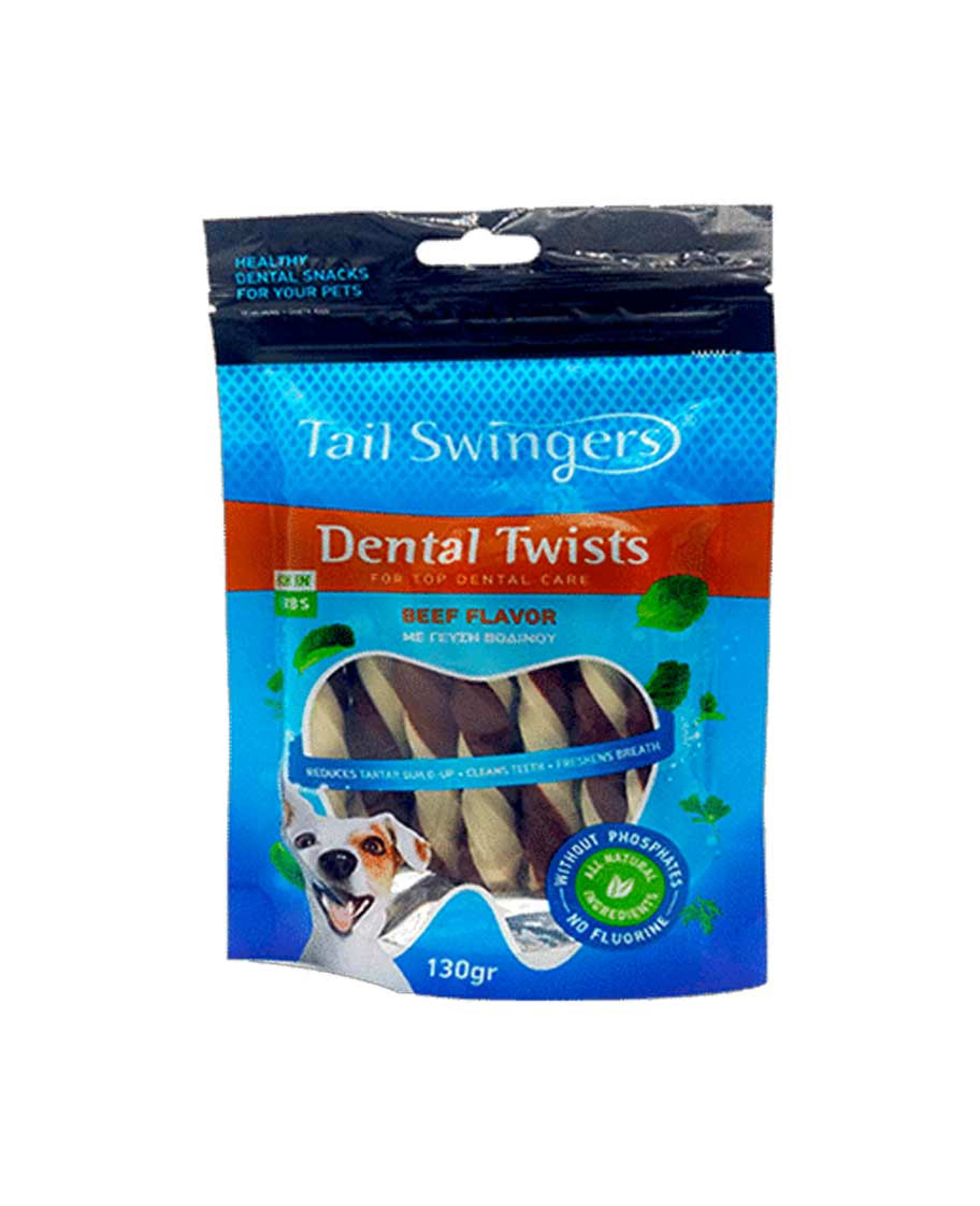 Tail Swingers Dental Twists Beef Flavor for Dog 130gm