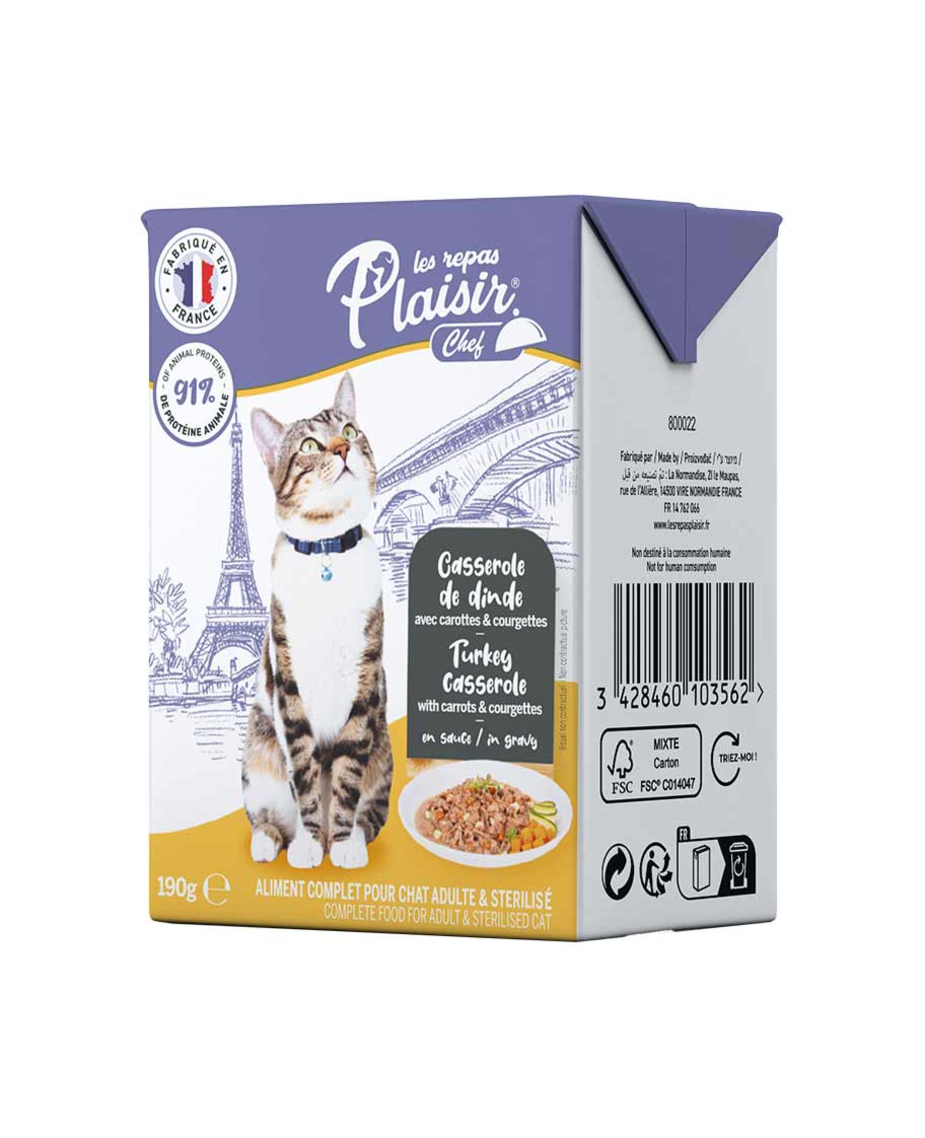 Plaisir Chef Cat Turkey Casserole with Carrots & Courgettes 190gm