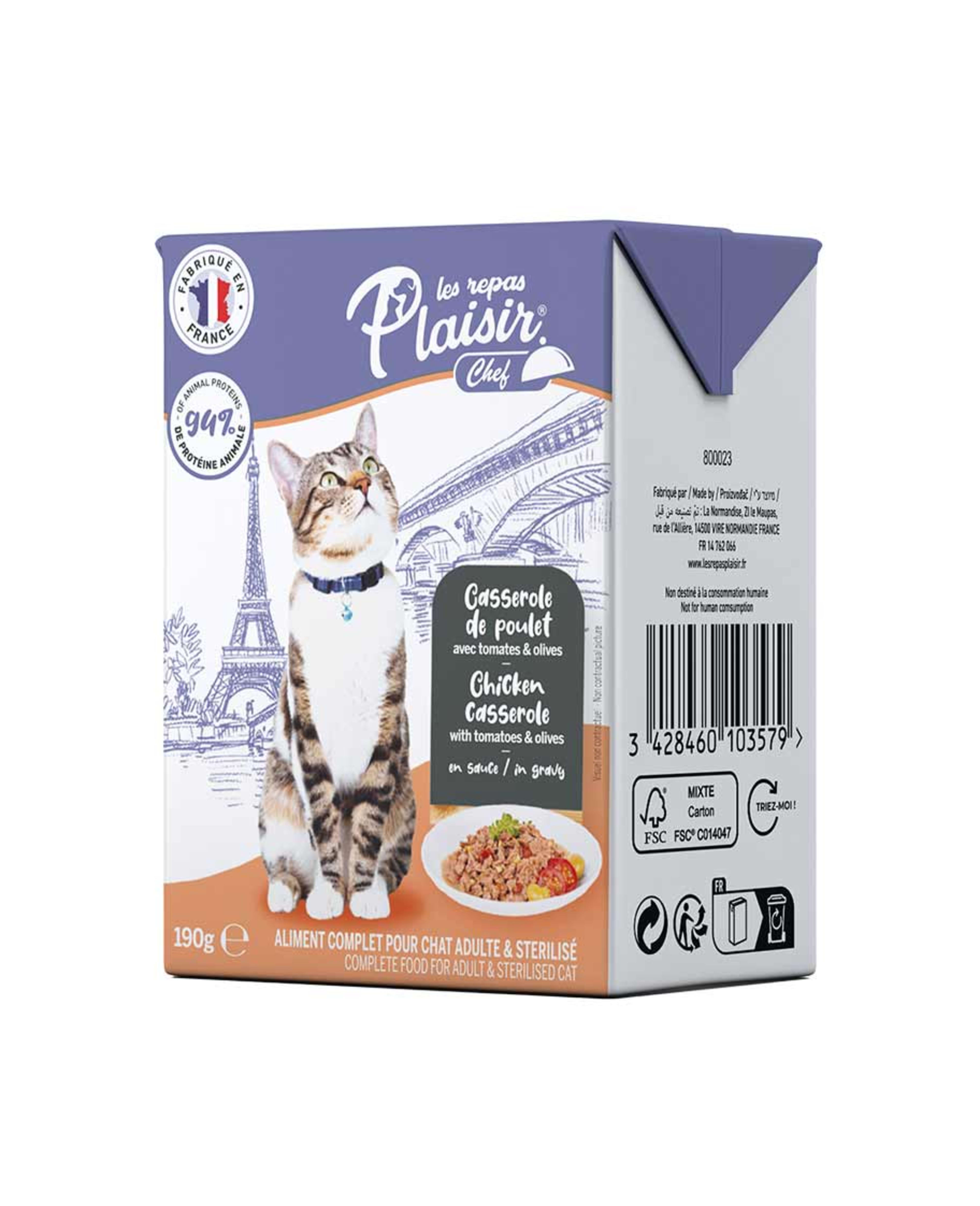 Plaisir Chef Cat Chicken Casserole with Tomatoes & Olives 190gm