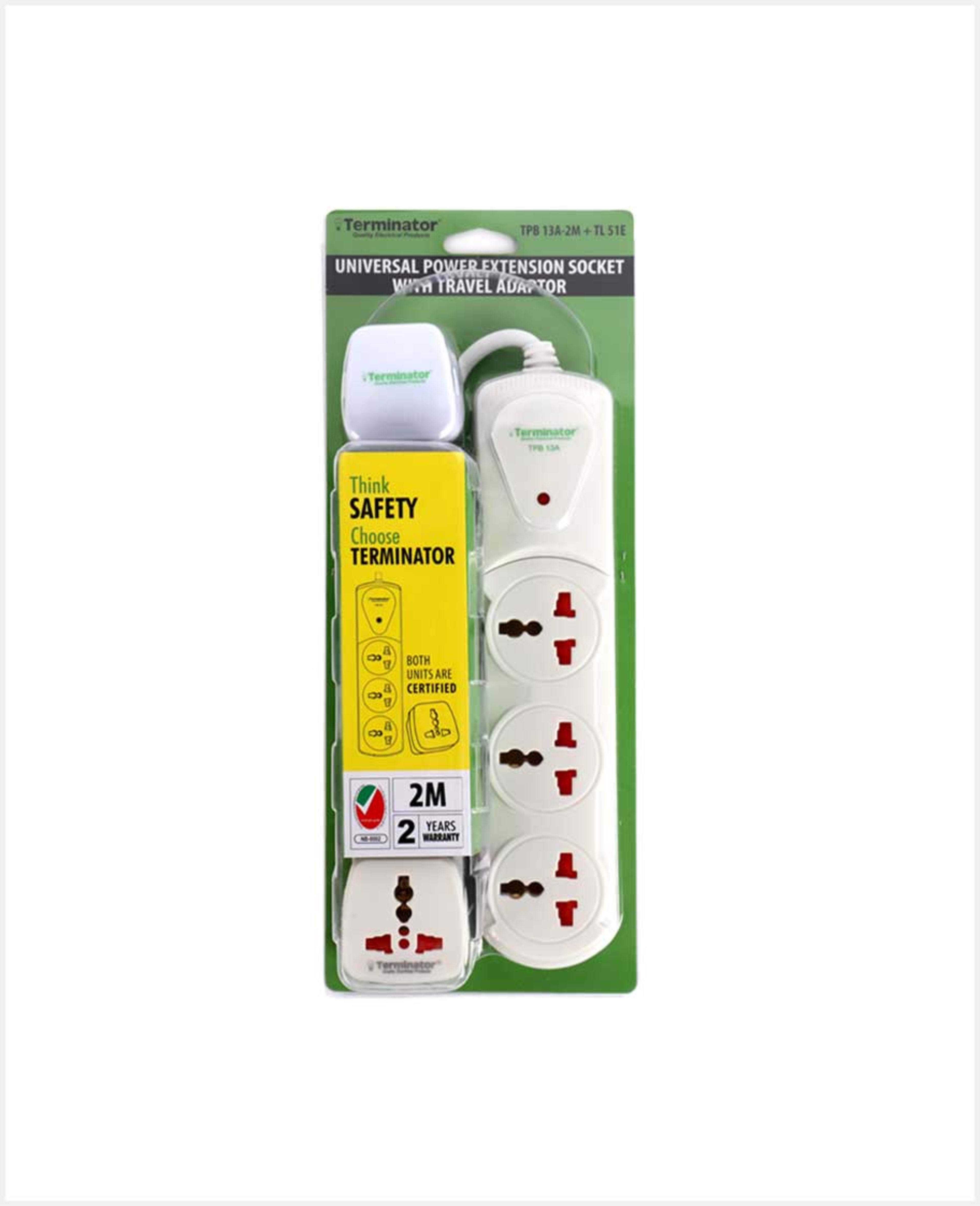 Terminator Extension Socket W/travel Adaptor Tpb13a-2m+tl51e