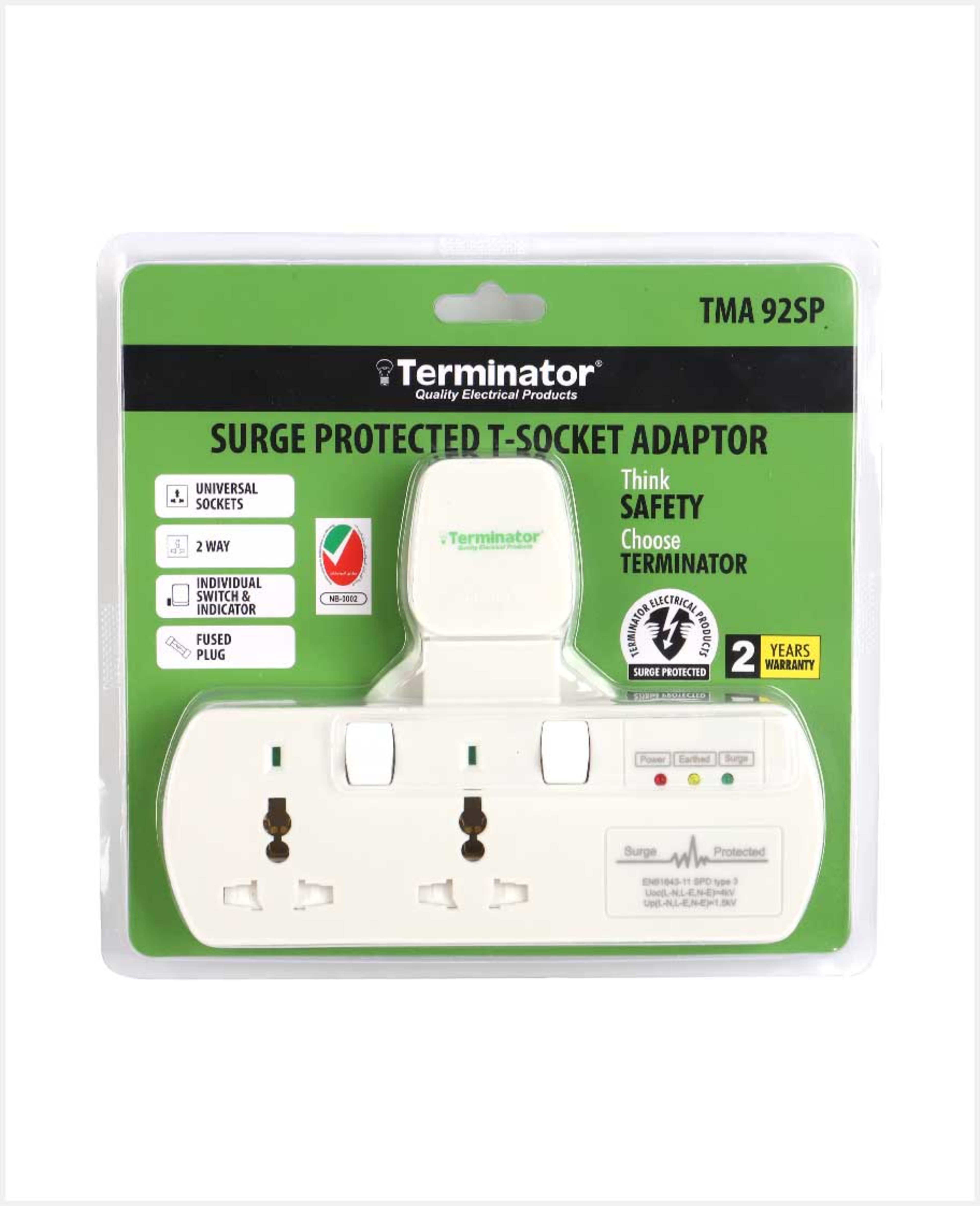 Terminator Surge Protected T-socket Adaptor Tma 92sp