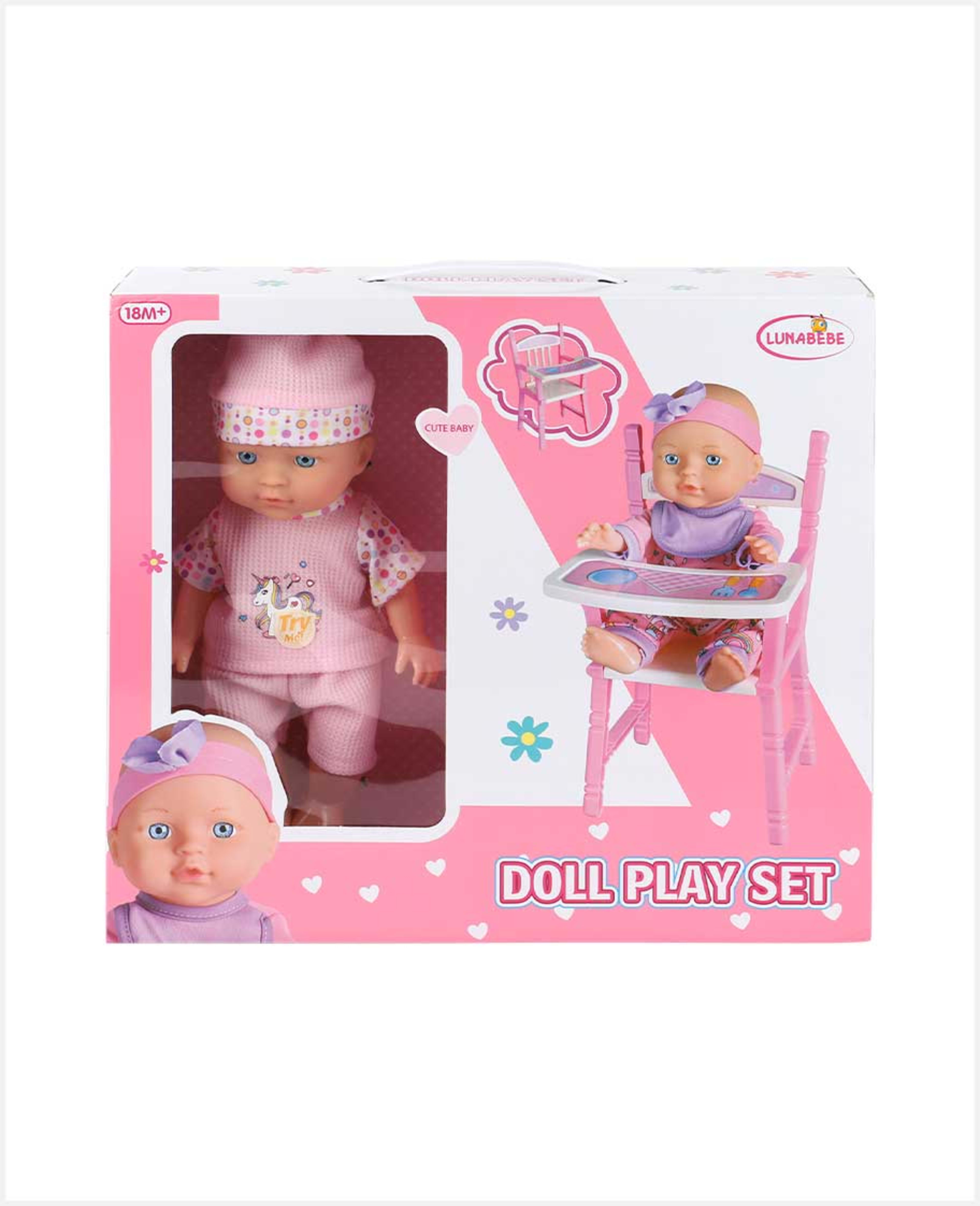 Lunabebe Playset Doll with High Chair Hx609-3