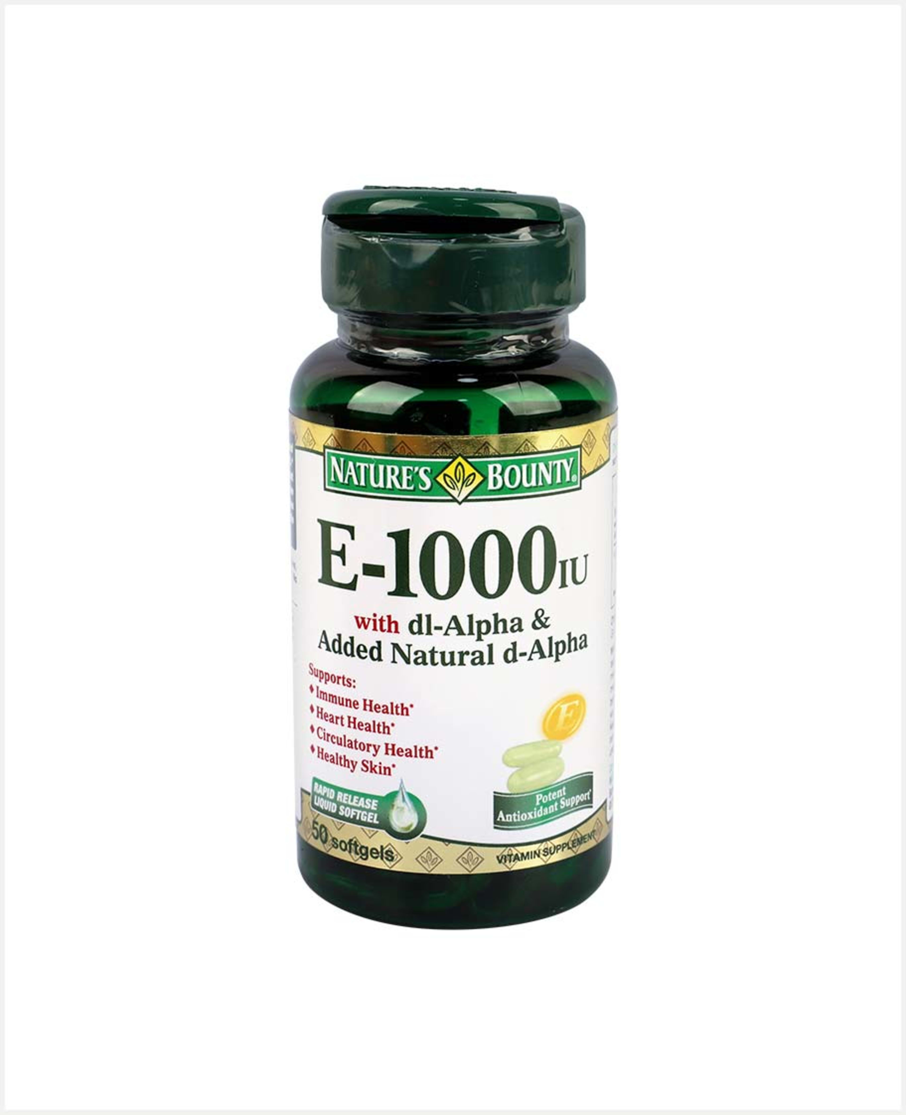 Nature's Bounty Vitamin E- 1000iu W/ Dl-alpha 50 Softgels