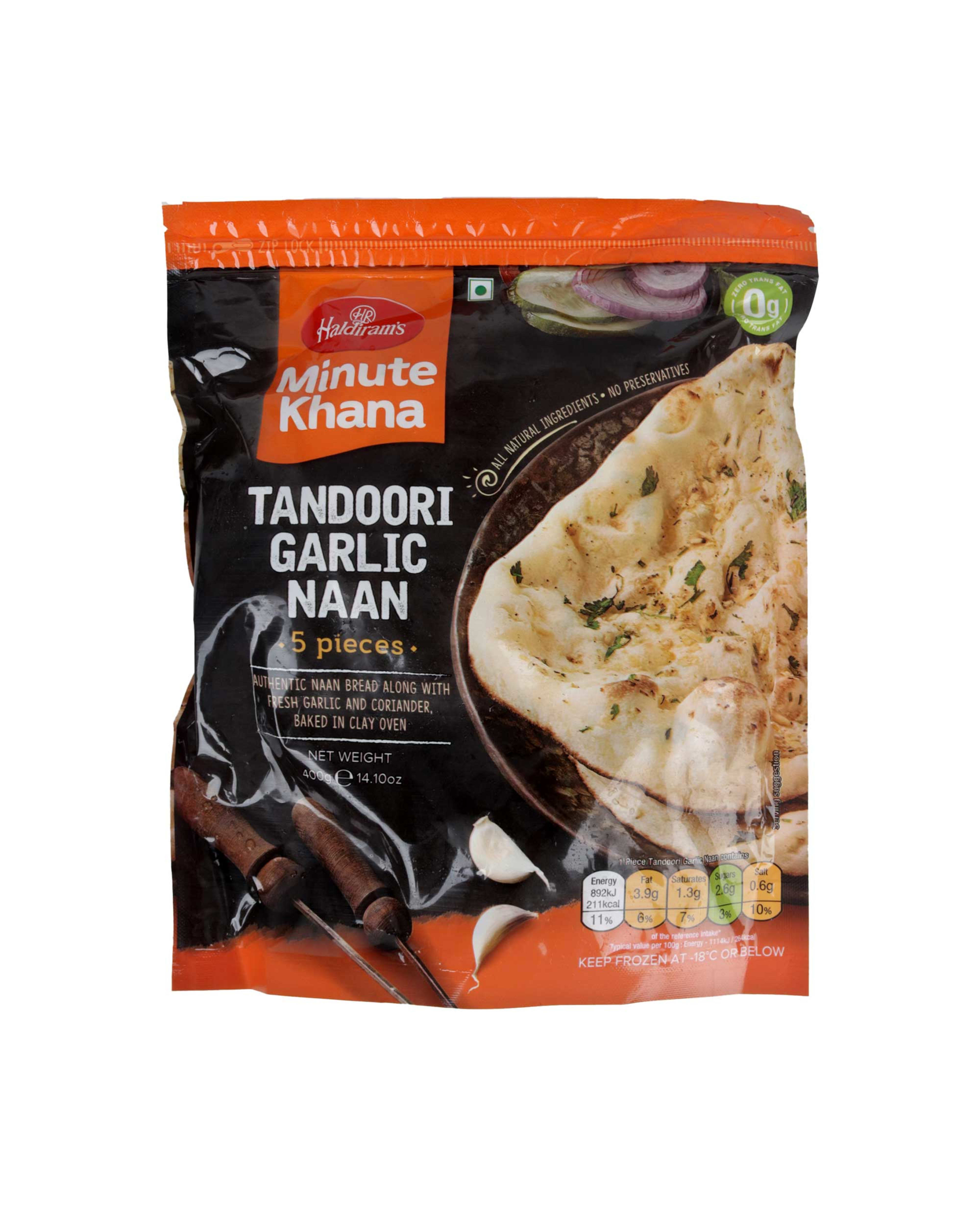 Haldiram's Minute Khana Tandoori Garlic Naan 400gm