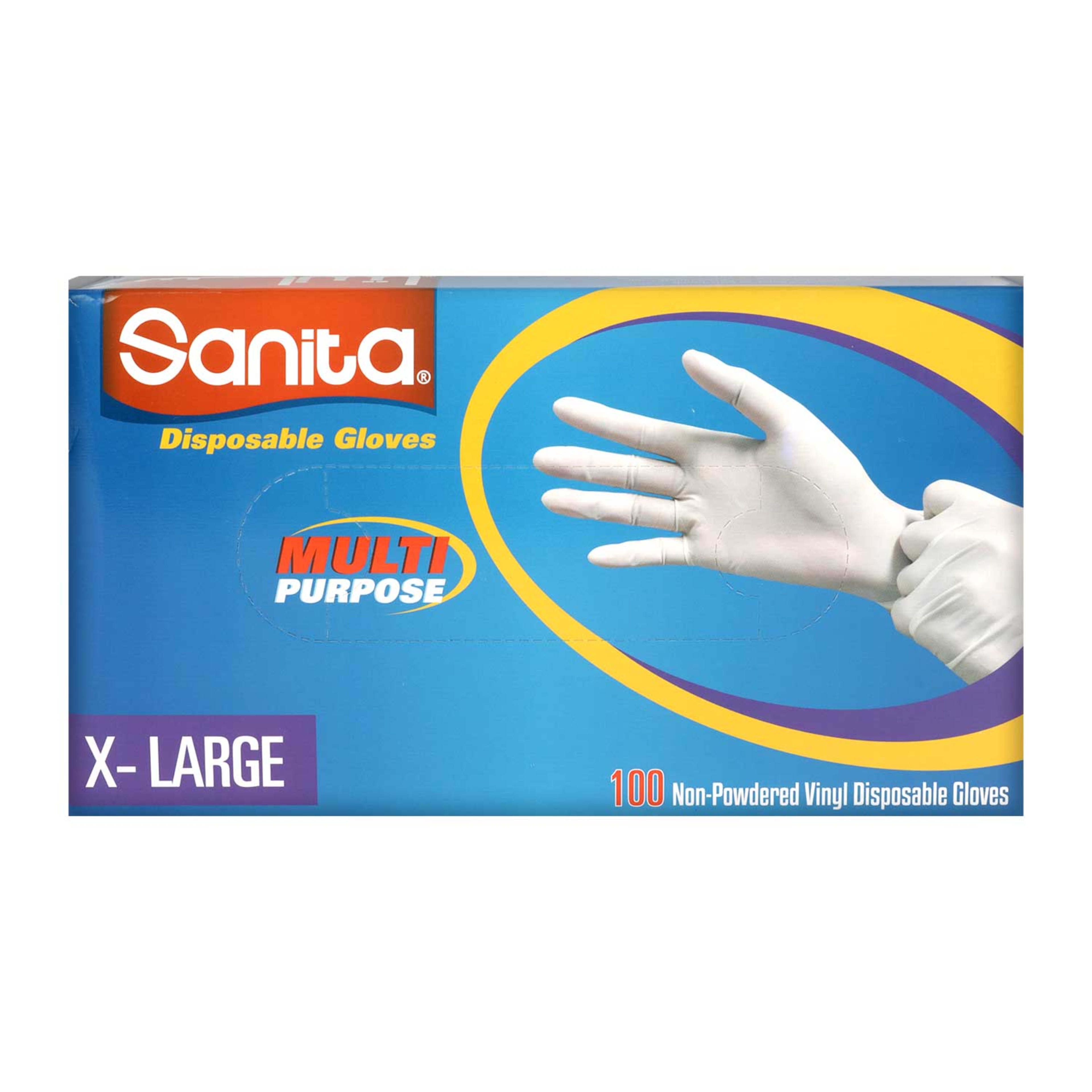 Sanita Non-powdered Vinyl Disposable Gloves X-large 100pcs