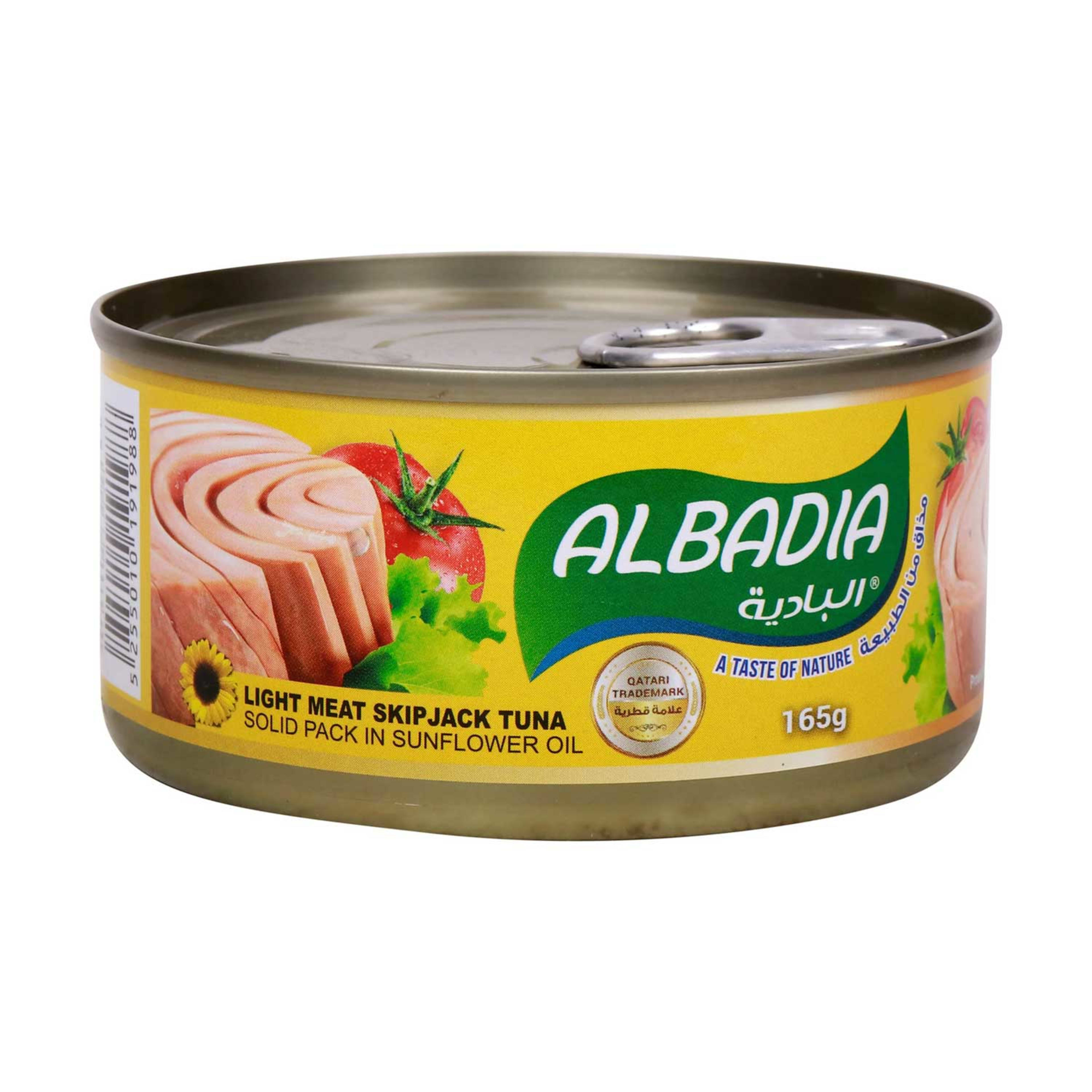 Al Badia Light Meat Skipjack Tuna Solid in Sunflow 165gm