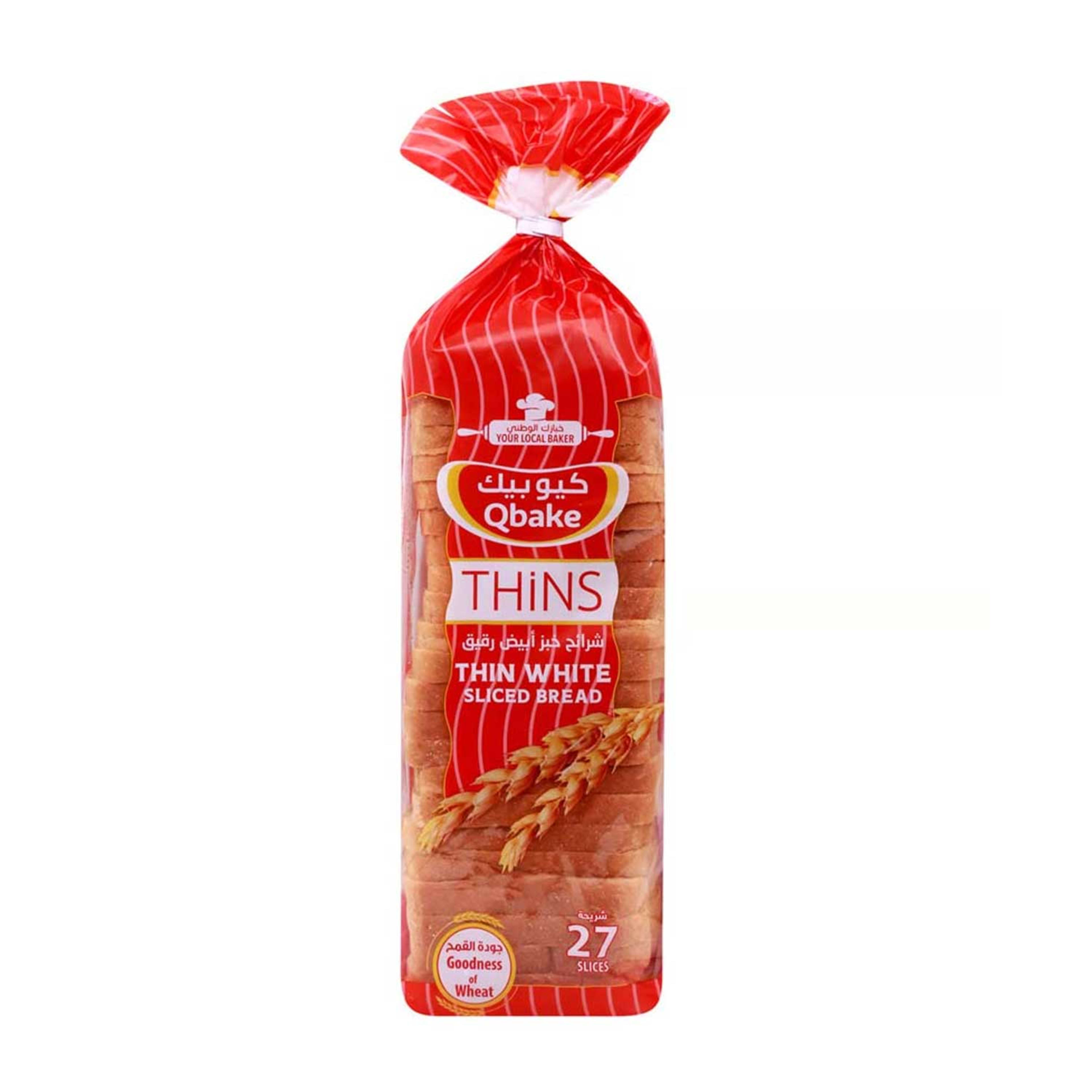 Qbake Thins Sliced Bread White 525gm
