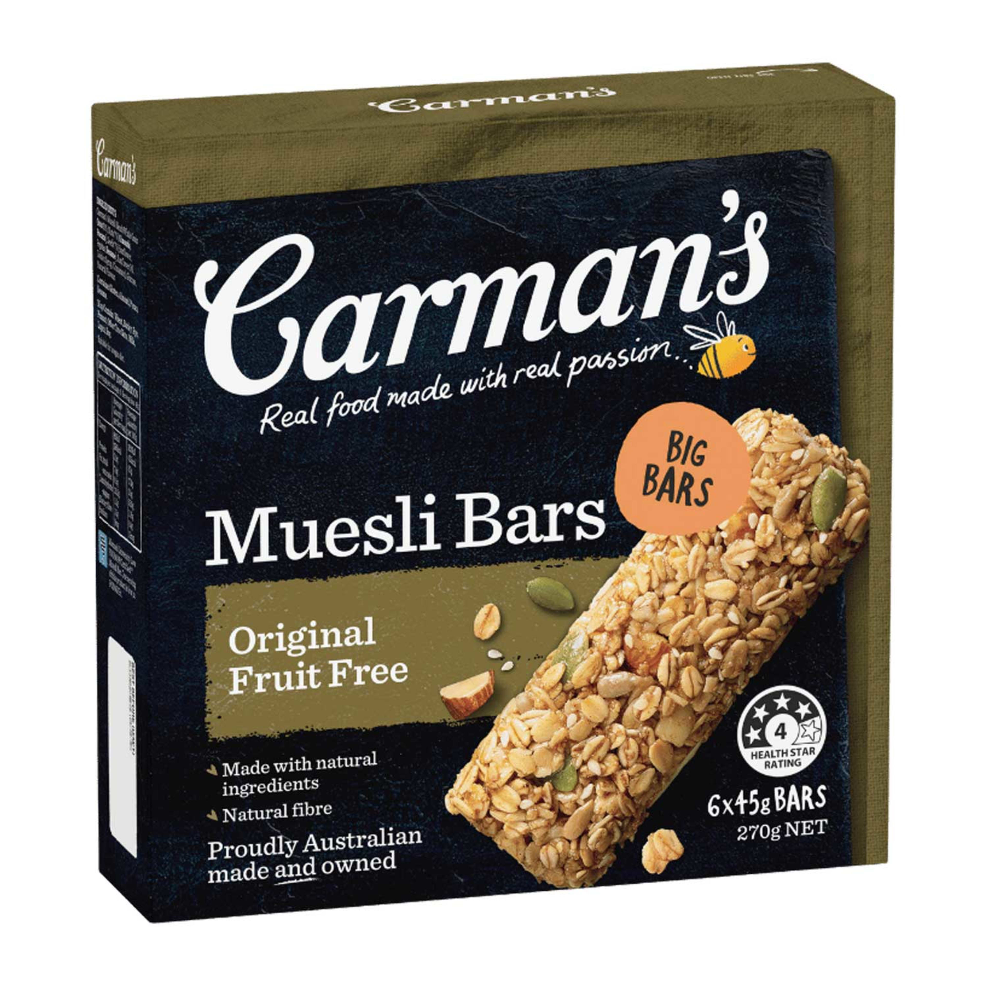 Carman's Original Fruit Free Muesli Bars (6x45gm) 270gm