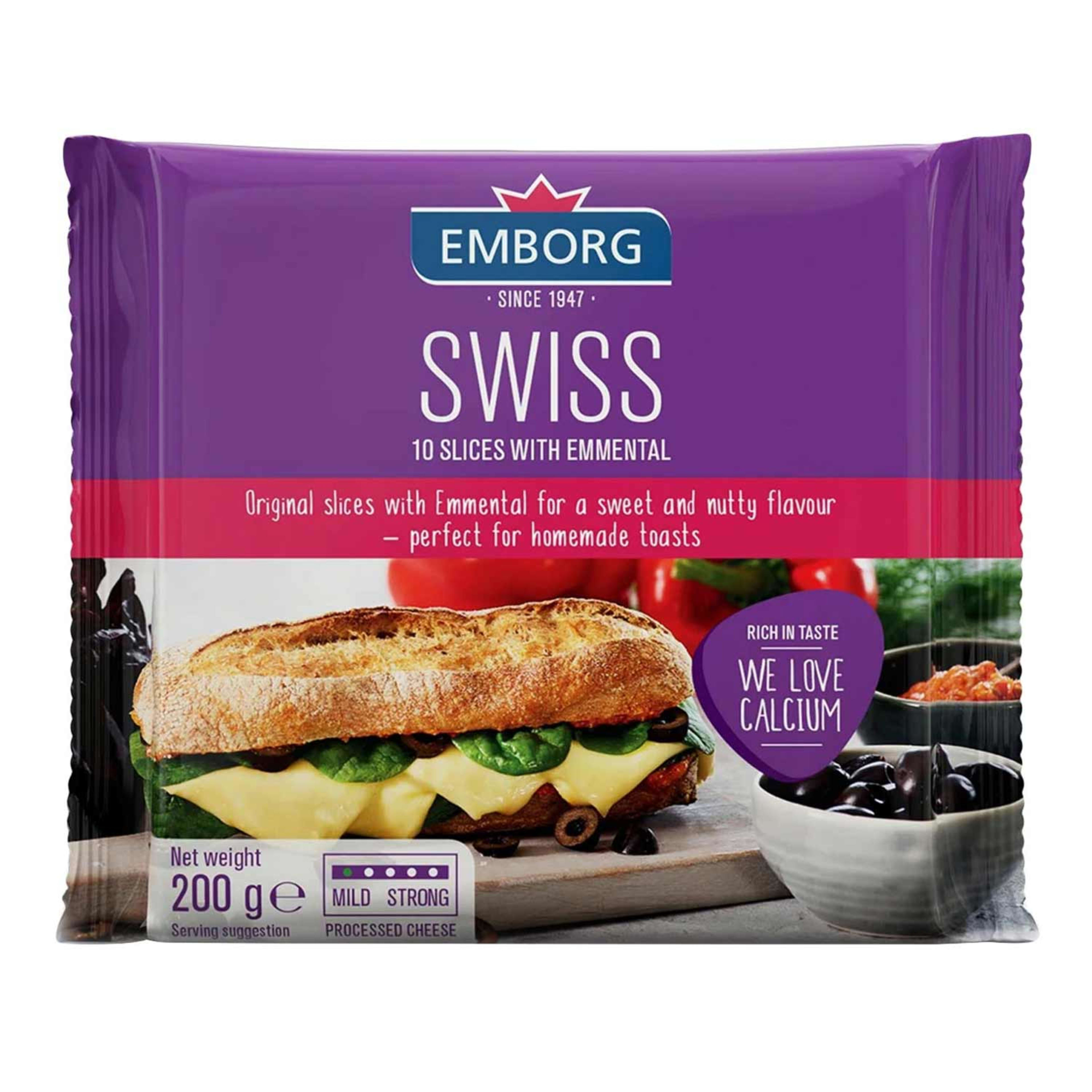 Emborg Swiss Emmental Slices Cheese 10pcs 200gm