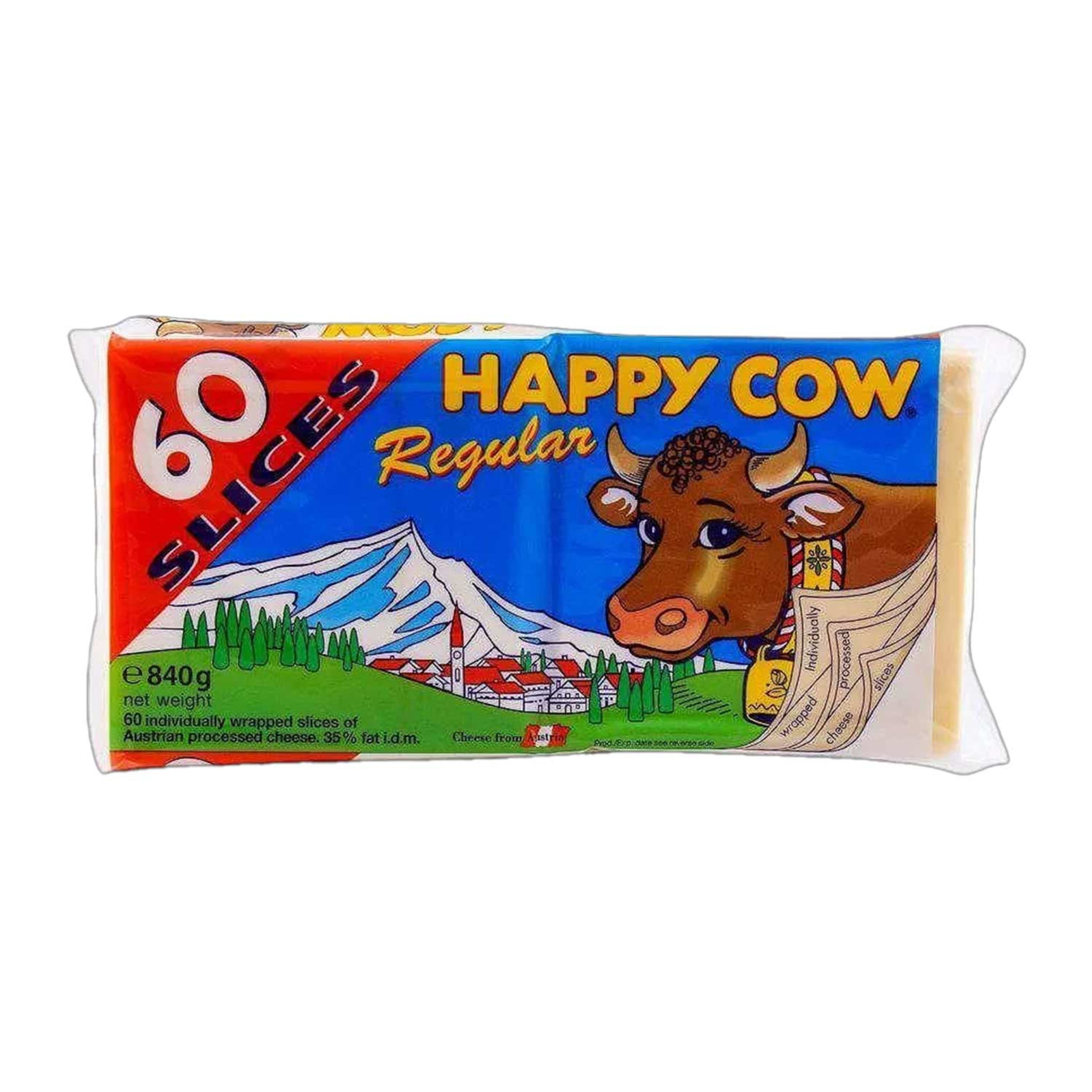 Happy Cow Regular Sliced Cheese 60's 840gm
