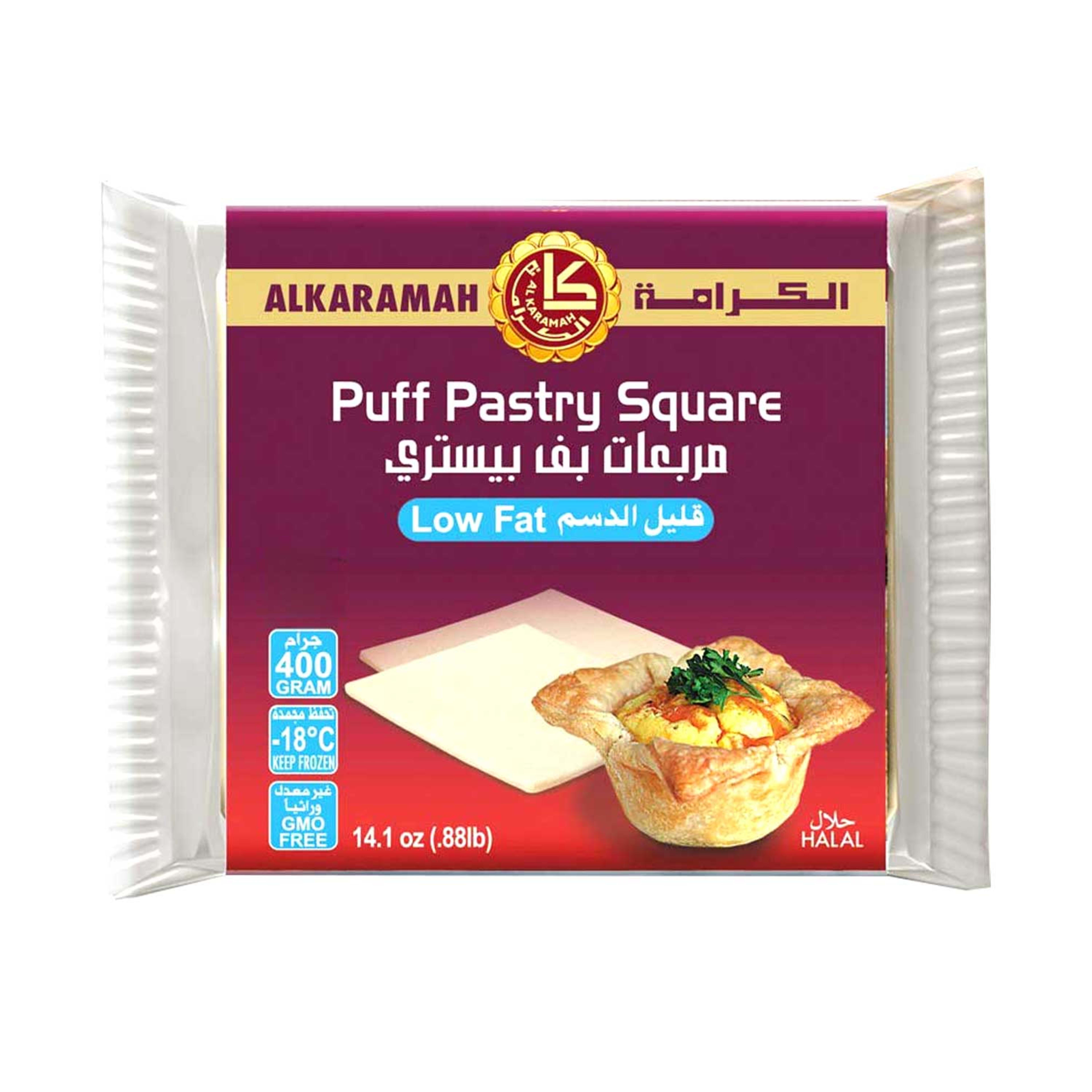 Alkaramah 18 Puff Pastry Squares Low Fat 400gm