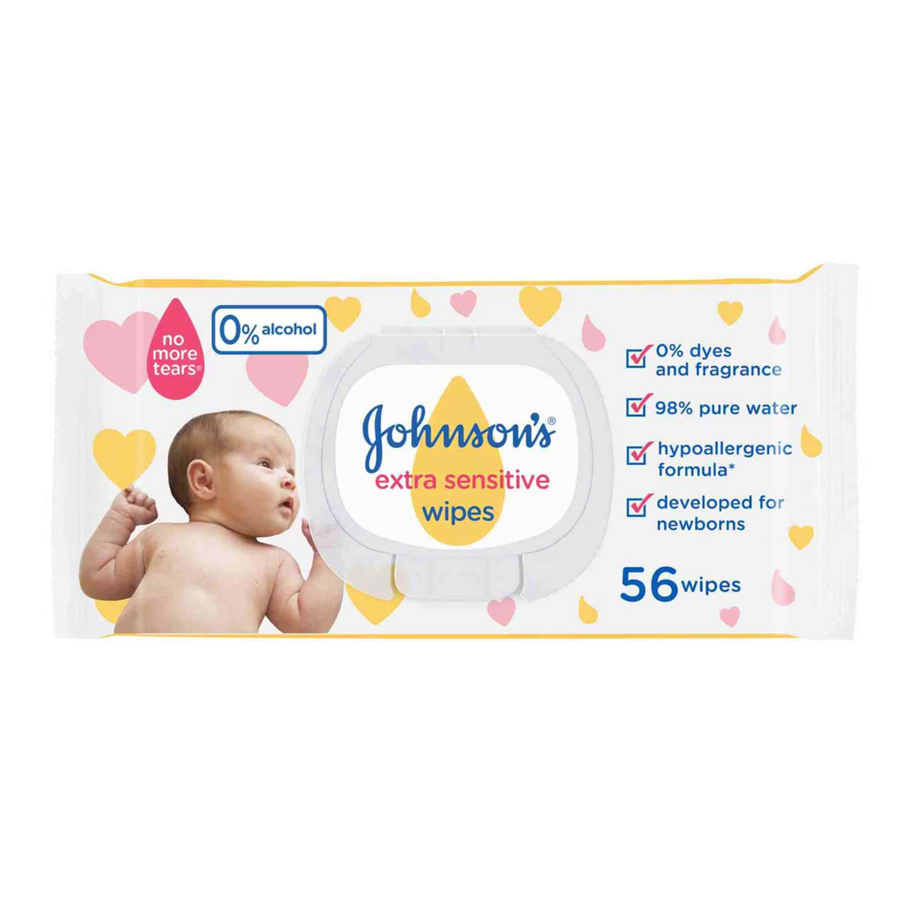 Johnson's Baby Extra Sensitive Wipes Fragrance Free 56's
