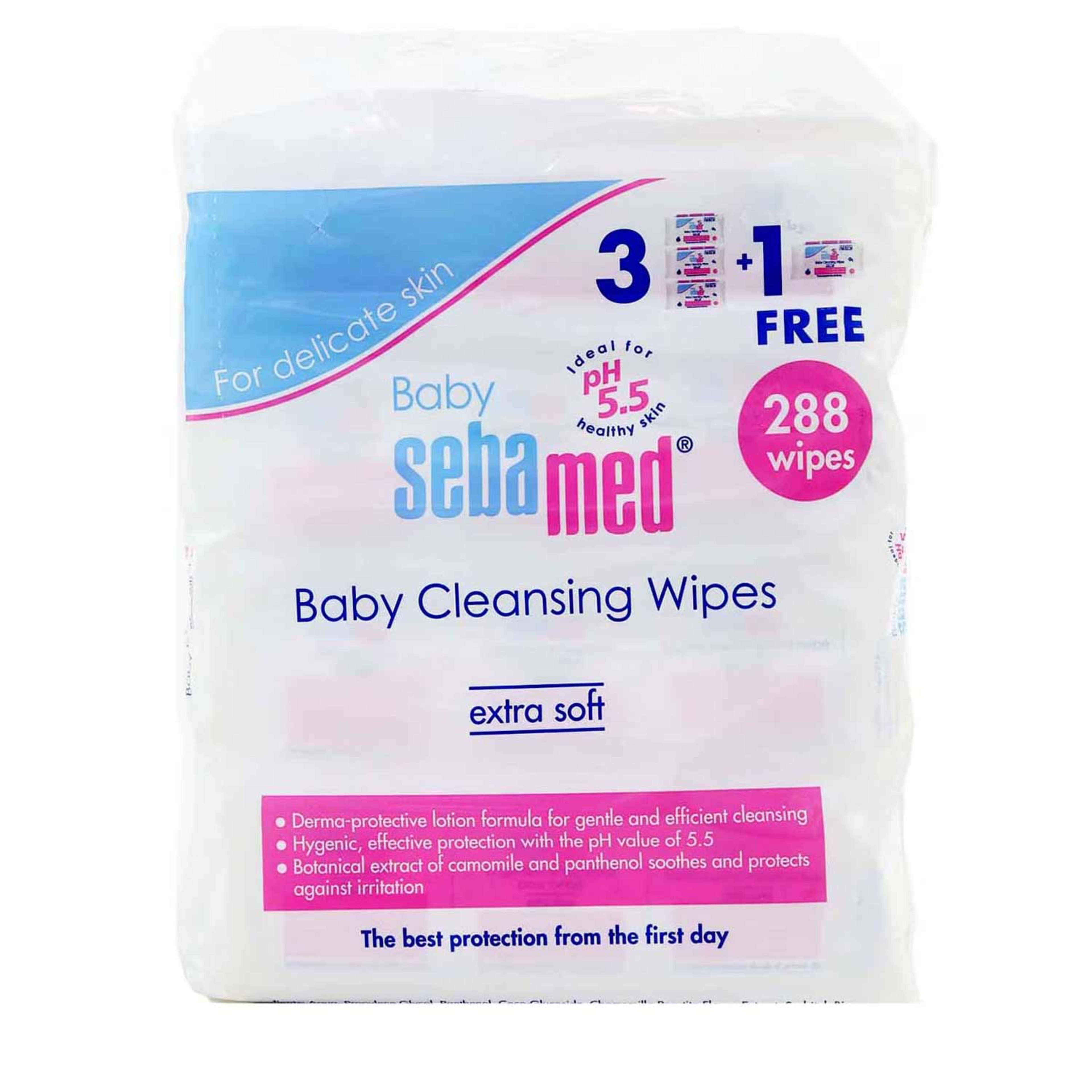 Sebamed Baby Cleansing Wipes Extra Soft 288's 3+1 Free