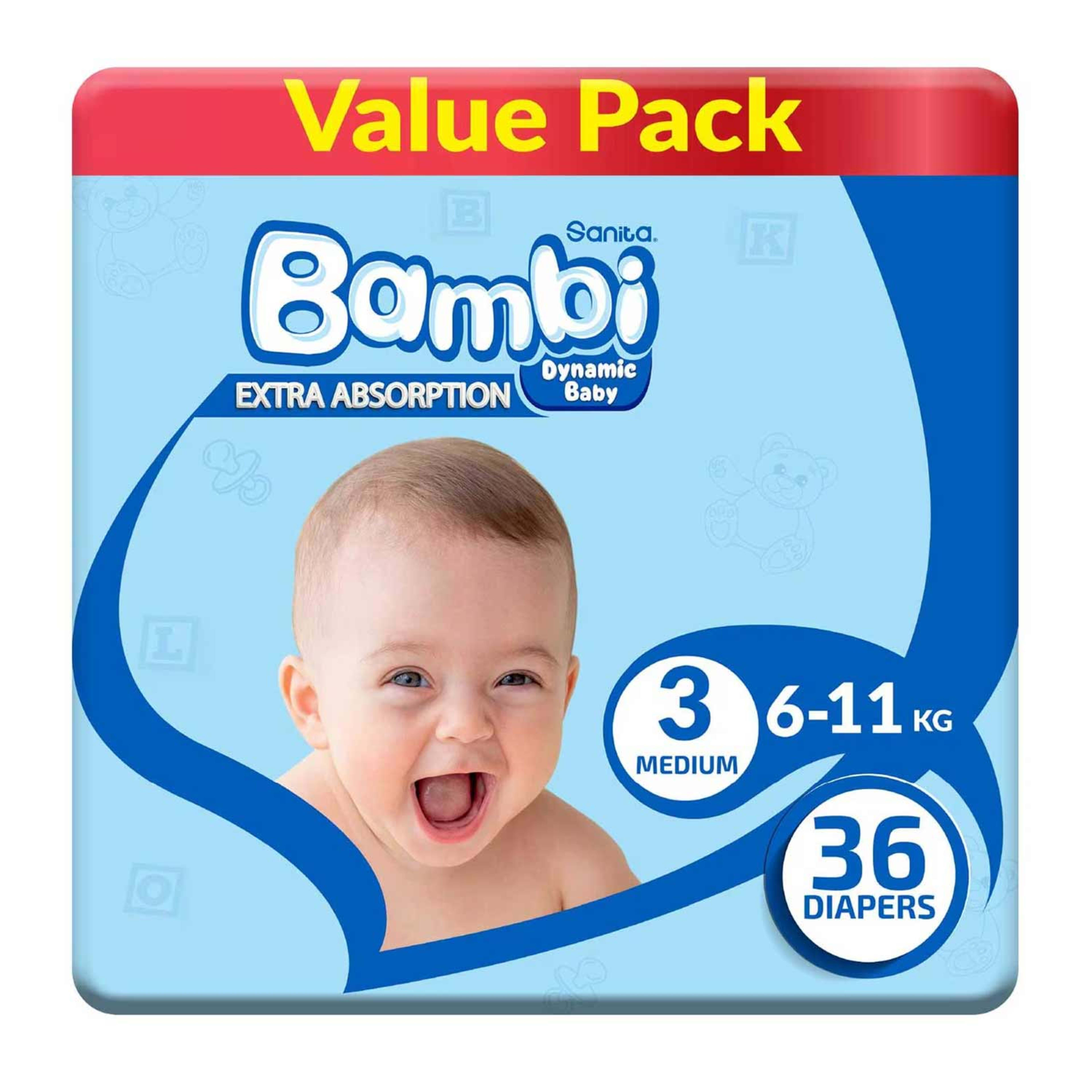 Sanita Bambi 3 Diaper Medium Value Pack 36's