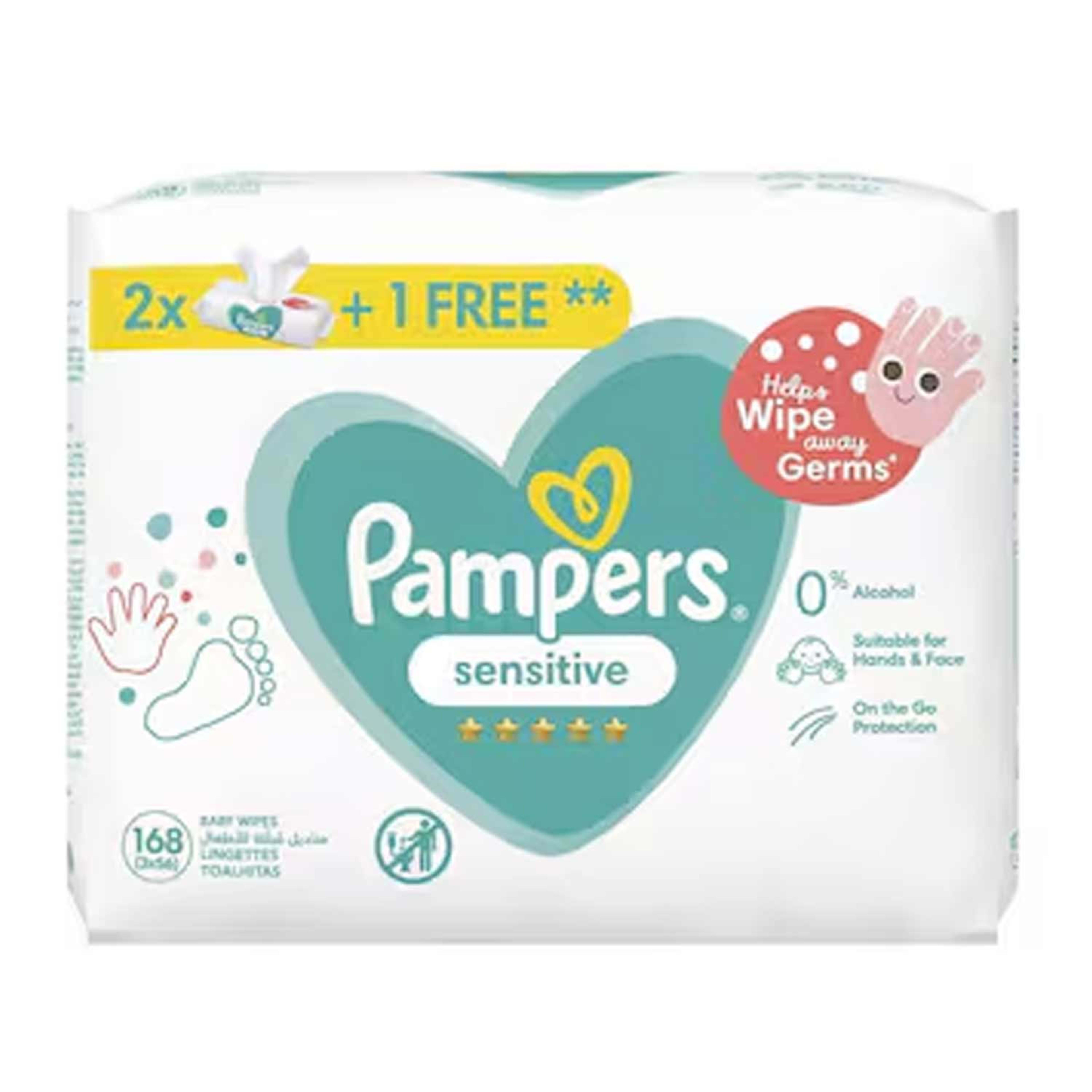 Pampers Sensitive Baby Wipes 2+1 Free (3x56's) #ps165-02