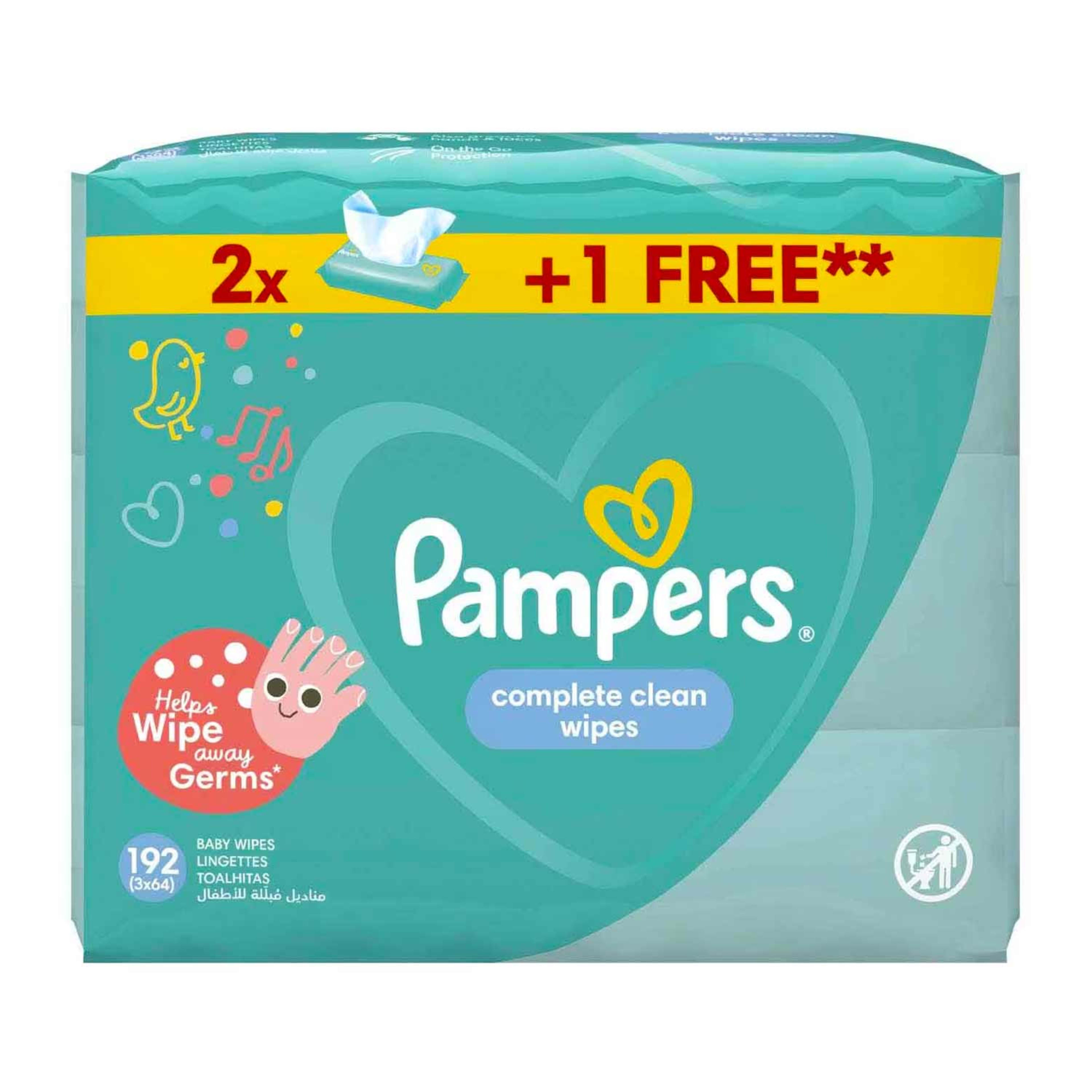 Pampers Fresh Clean Baby Wipes 2+1 Free (3x64's) #ps113-04