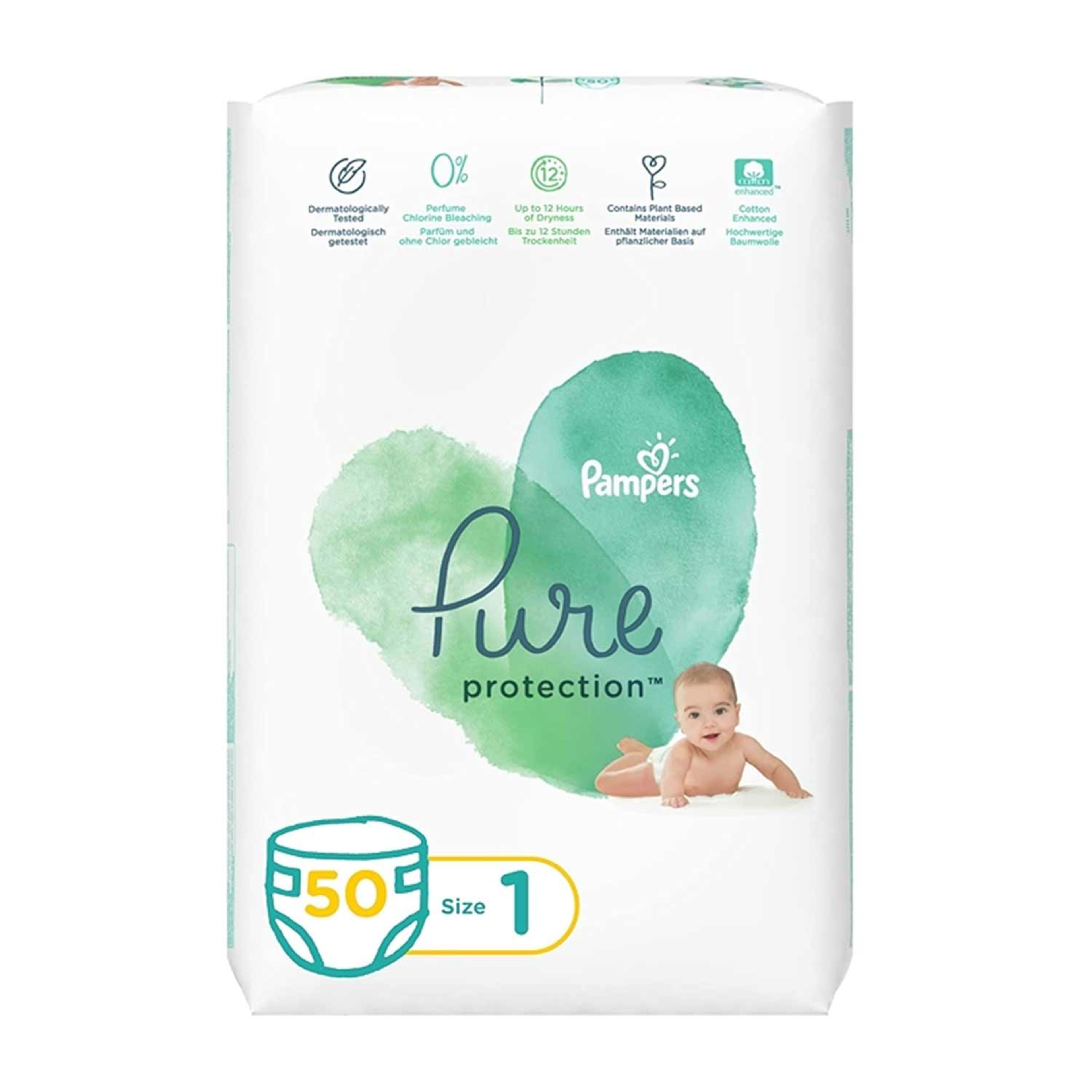 Pampers Pure Protection Diapers S1 2-5kg 50's