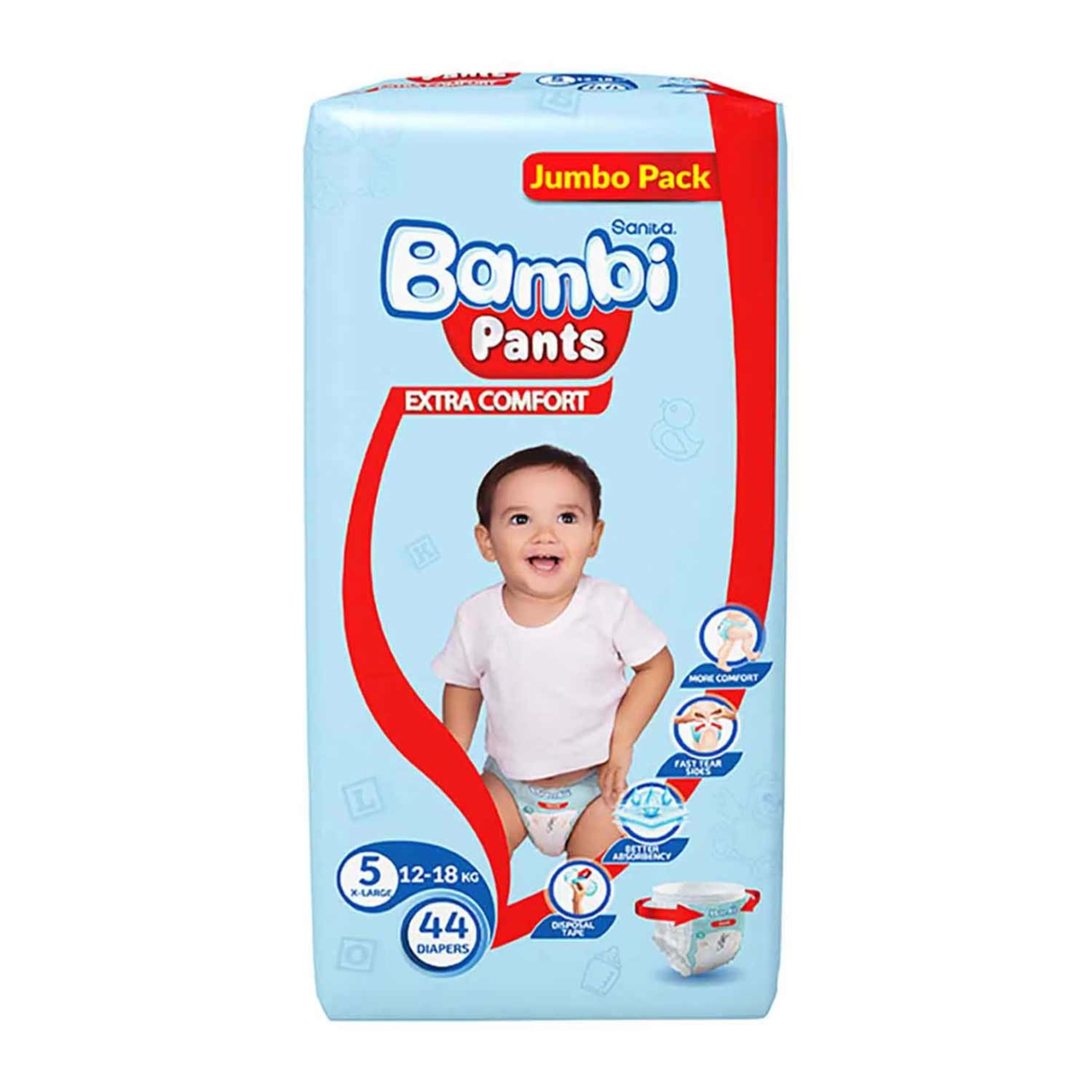 Sanita Bambi Diaper Pants 5 X-large Jumbo Pack 44pcs