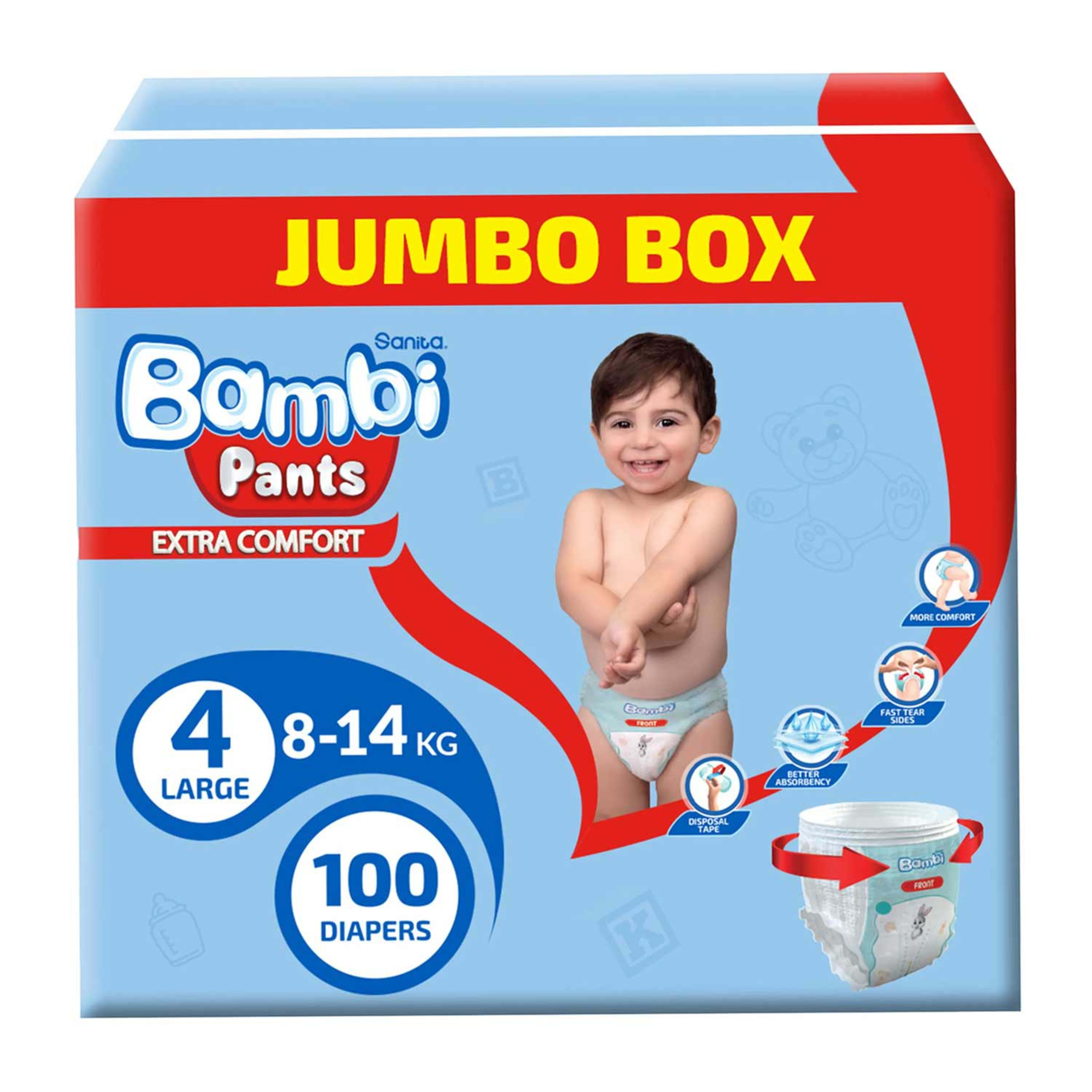 Sanita Bambi Diaper Pants 4 Large Jumbo Box 100pcs