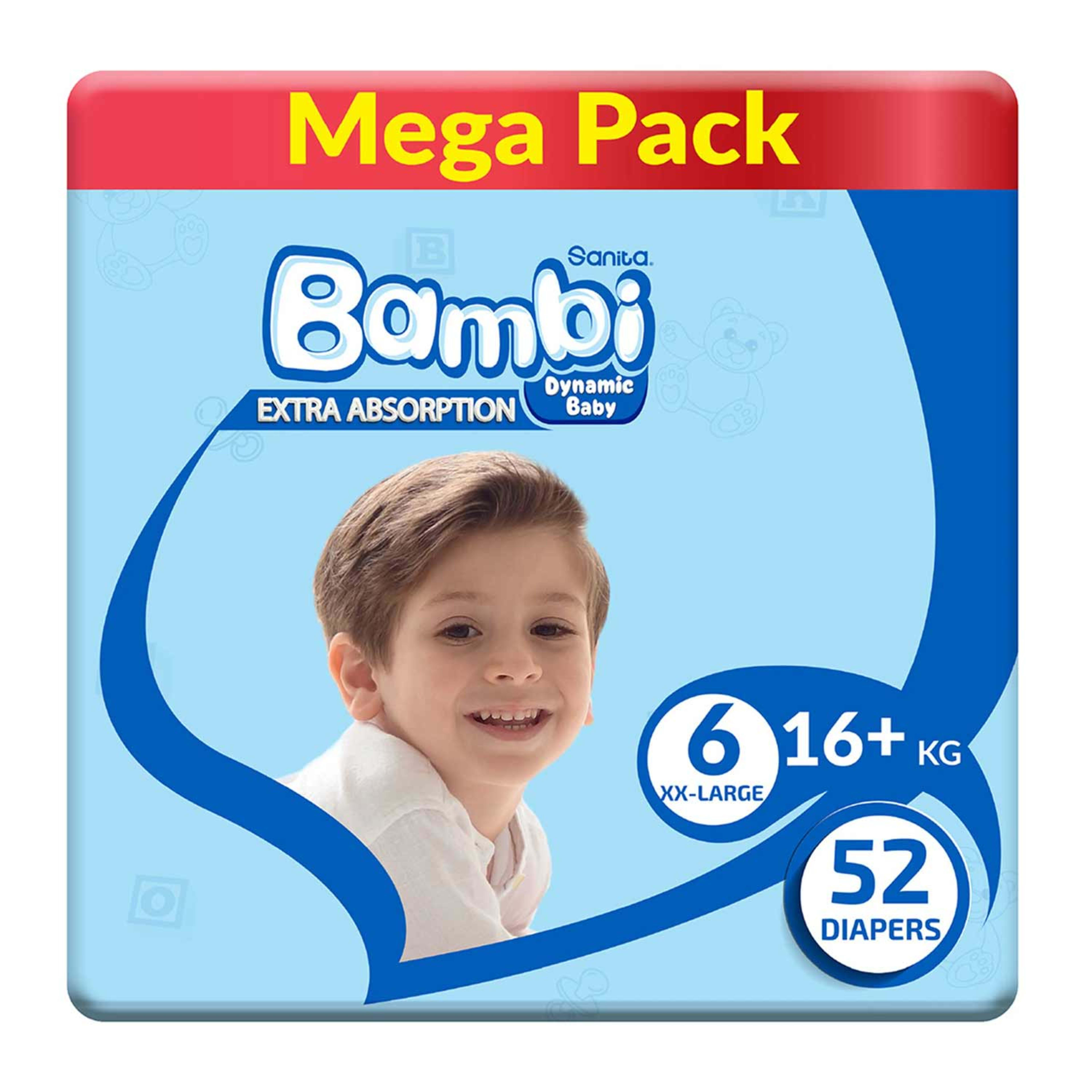 Sanita Bambi Diaper 6 Xxlarge 16+kg Mega Pack 52pcs