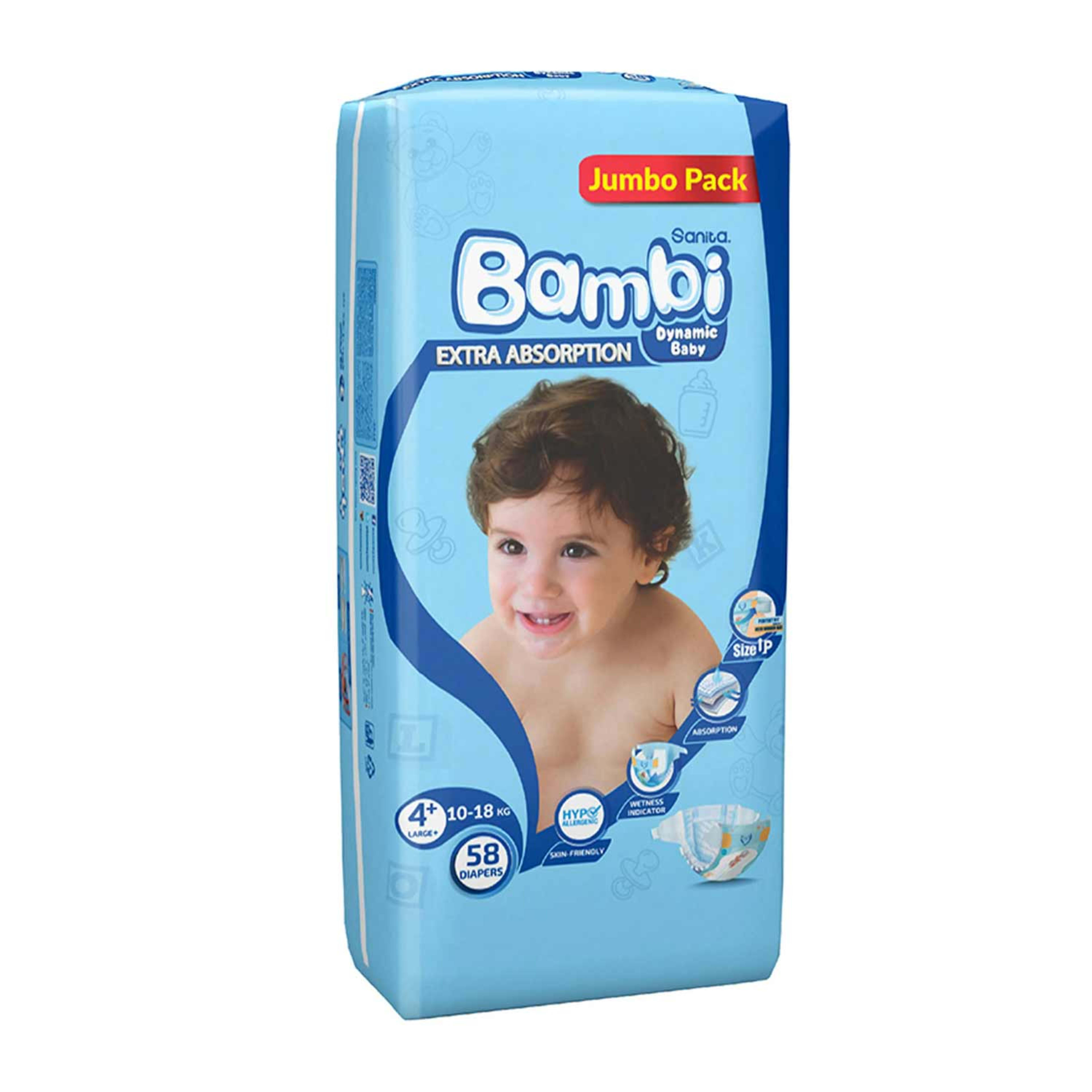 Sanita Bambi Diaper 4+ Large 10-18kg 58pcs