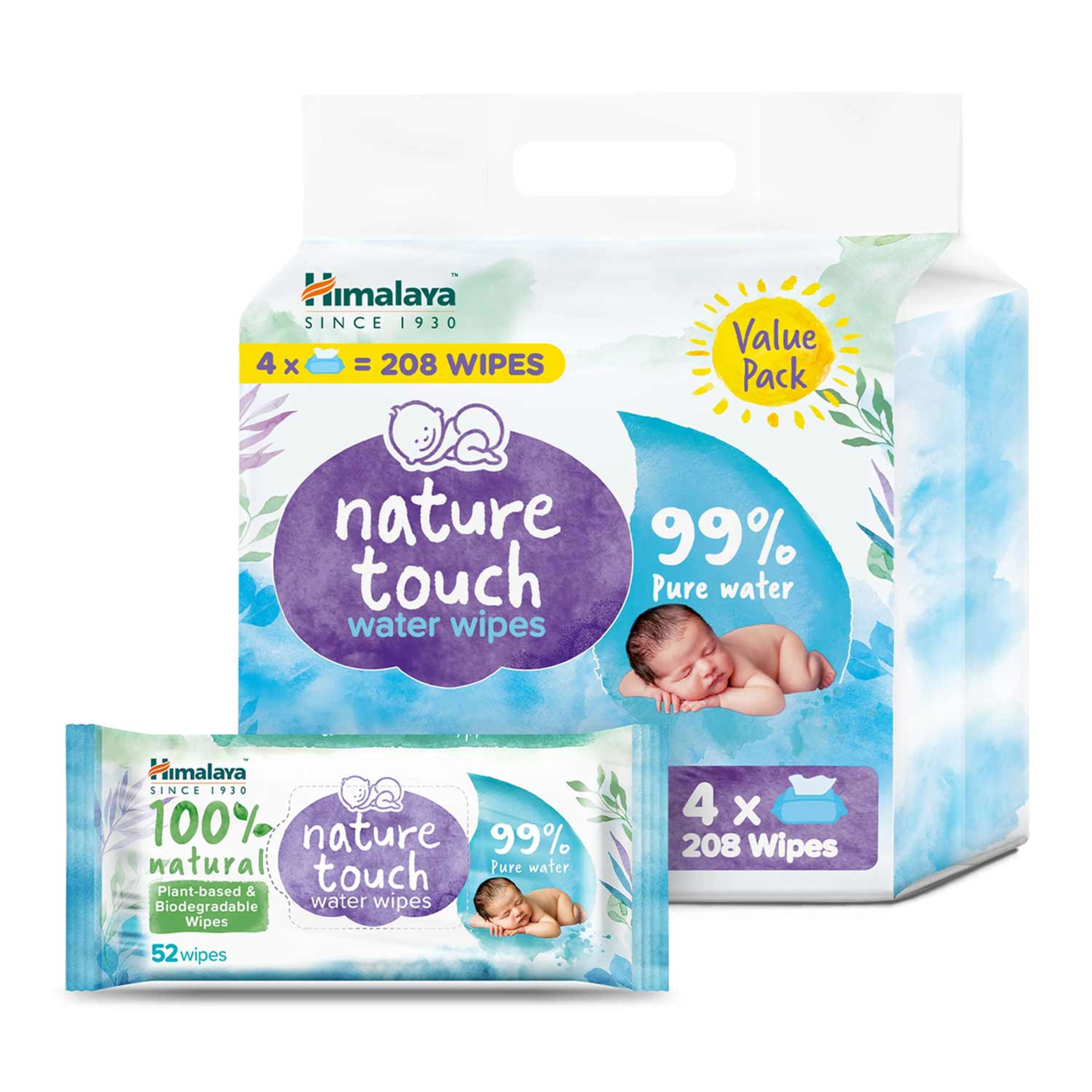 Himalaya Nature Touch Water Wipes 4packx52pcs