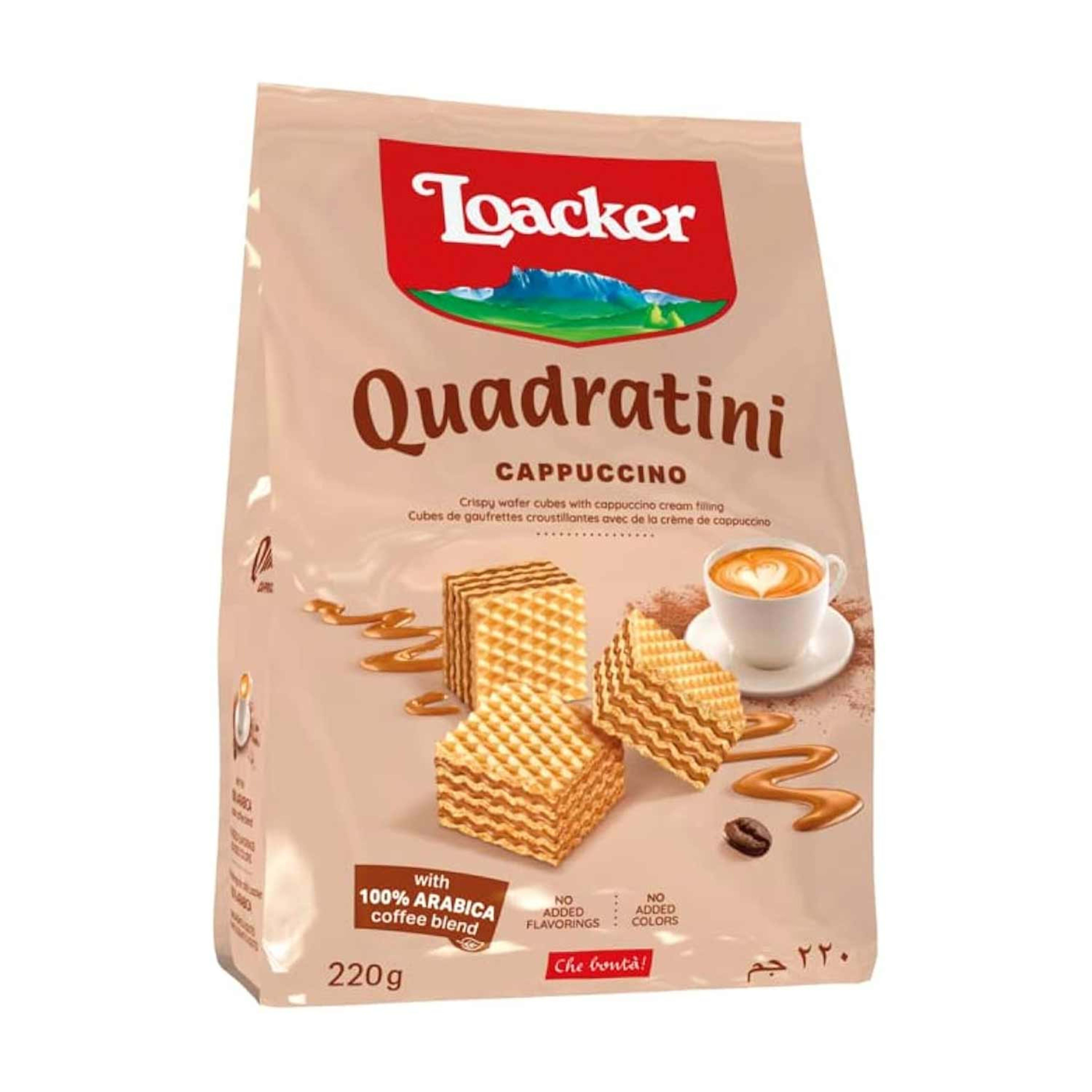 Loacker Quadratini Cappuccino Cream F/wafer Cubes 220gm