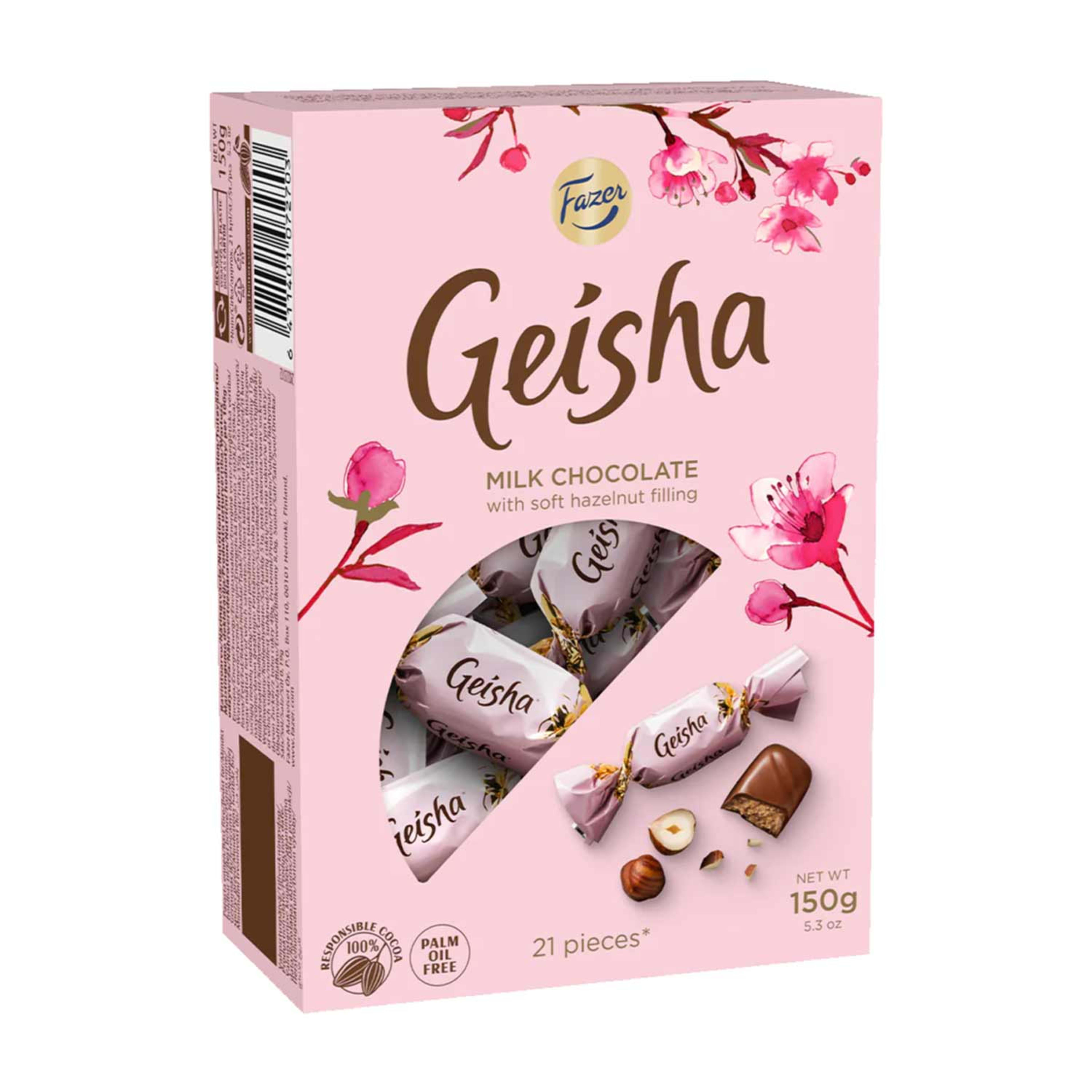 Fazer Geisha Milk Chocolate with Hazelnut 21pcs Box 150gm
