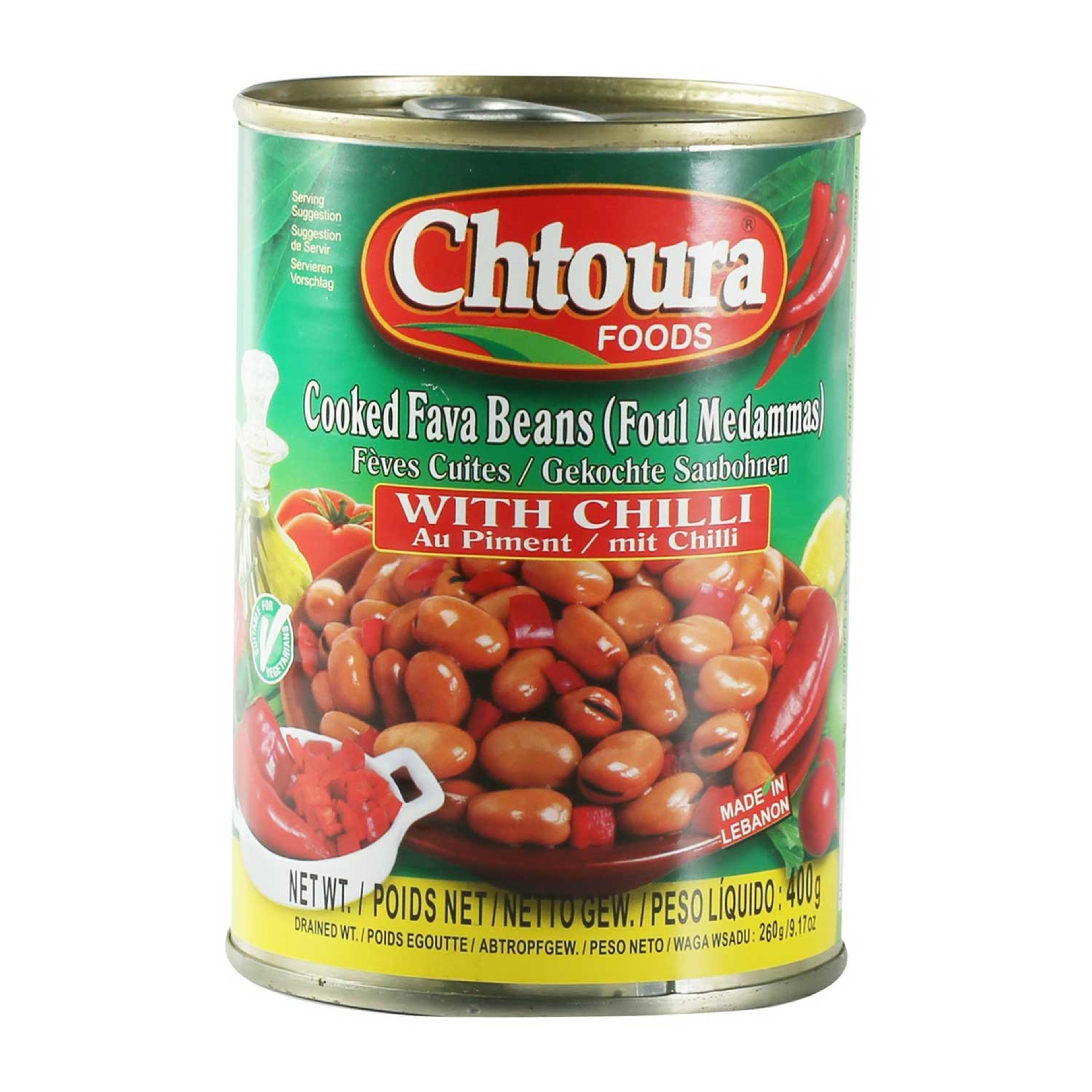 Chtoura Foods Cooked Fava Beans W/ Chilli 400gm