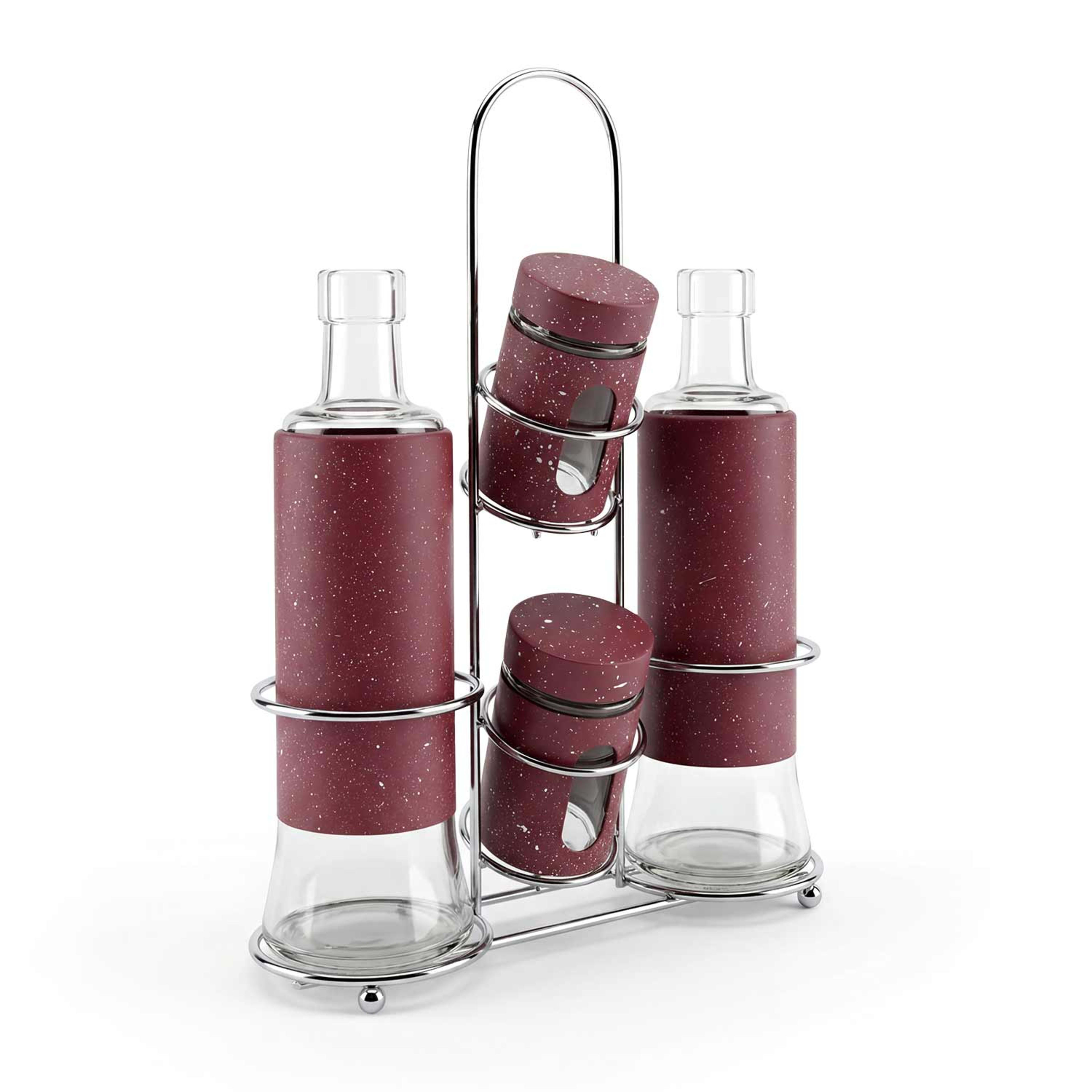 Glass Seasoning Bottle with Shelf 4pcs 70-29 Feb-95
