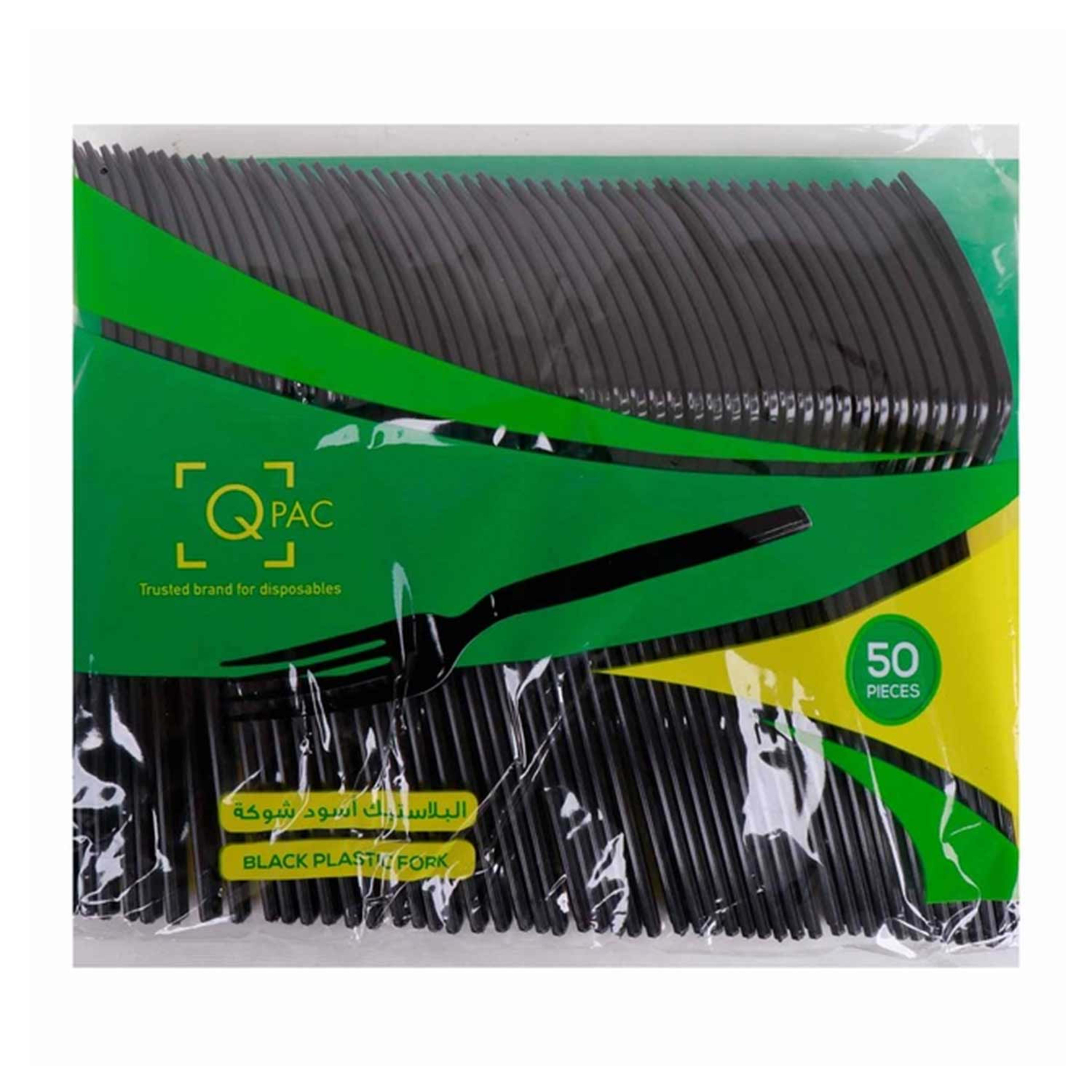 Q Pac Black Plastic Fork 50pcs