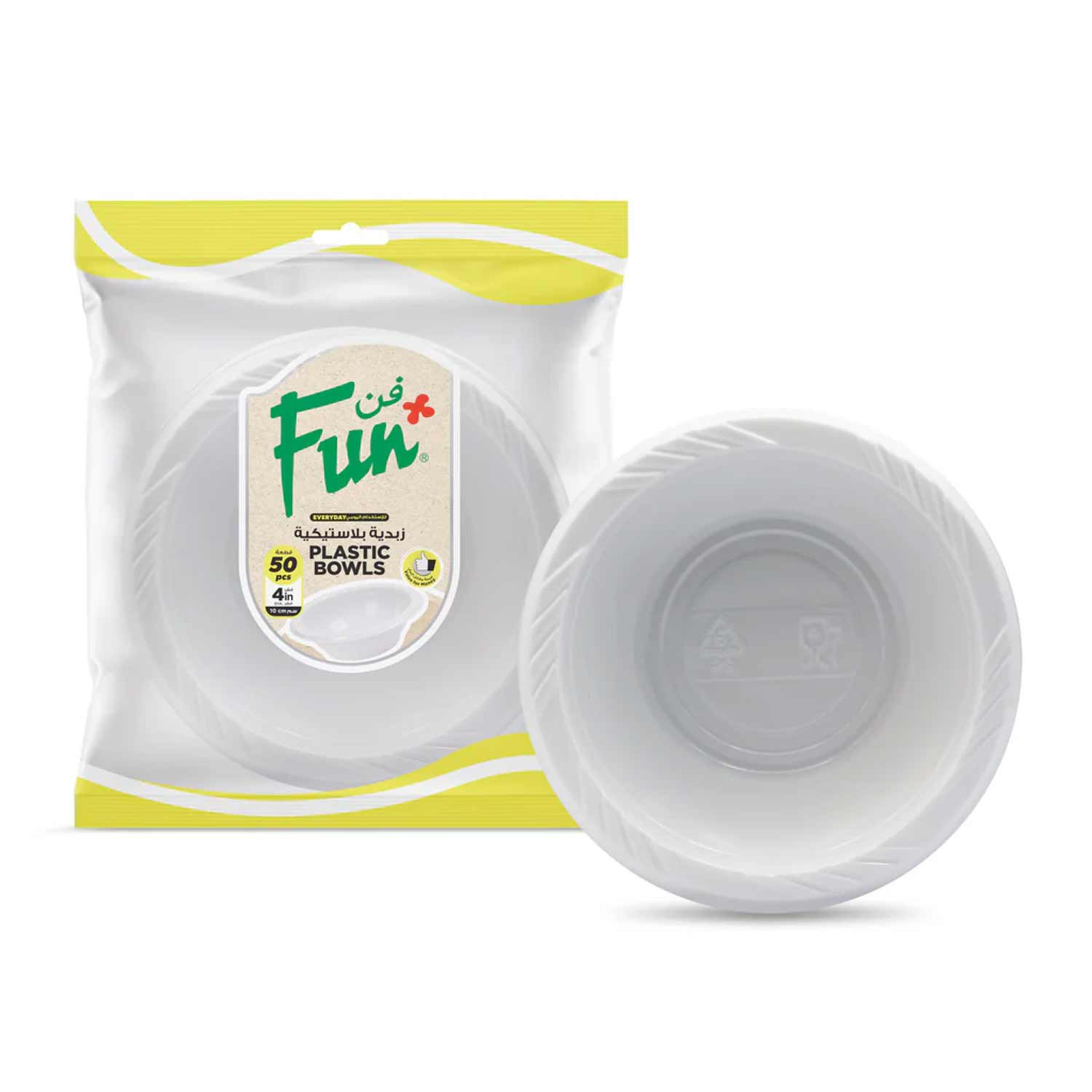 Fun Plastic Bowl White 10cm 50pcs #p5pb10